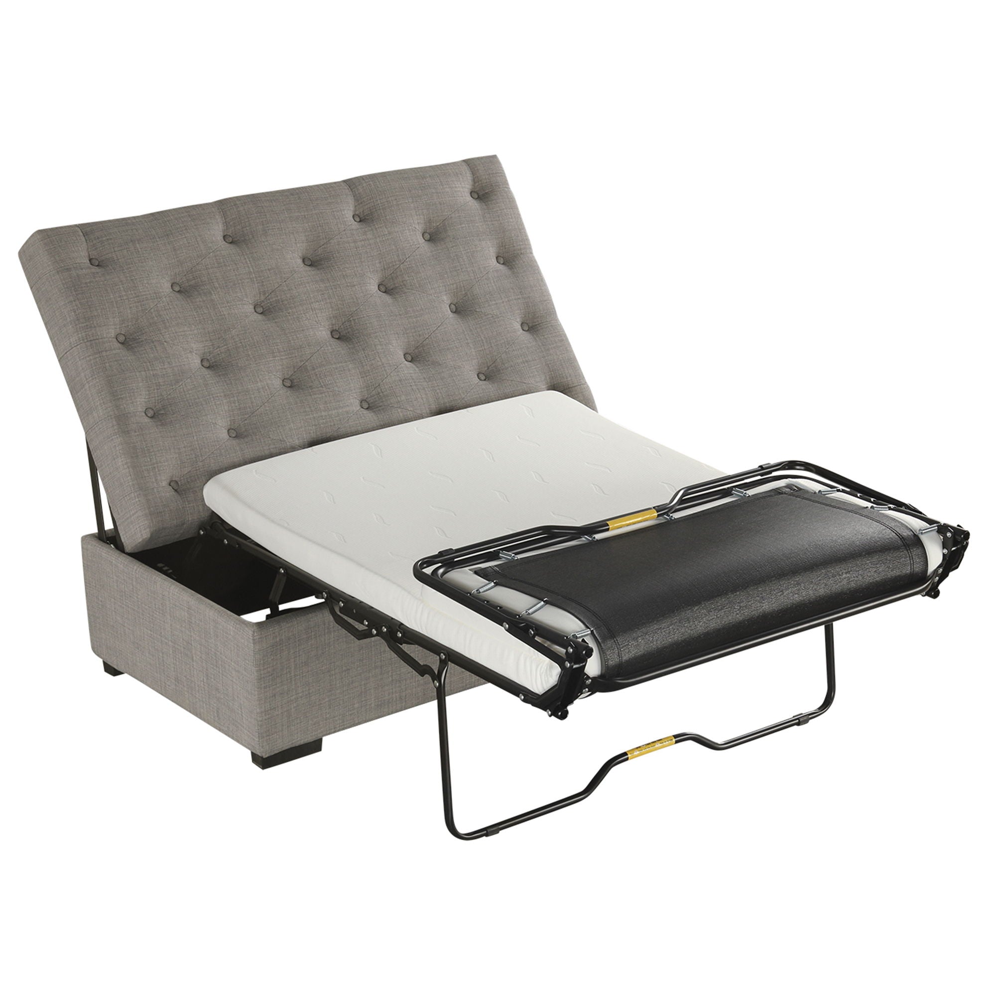 Convertible Folding Sofa Bed Ottoman With Memory Mattress And Tufted Design