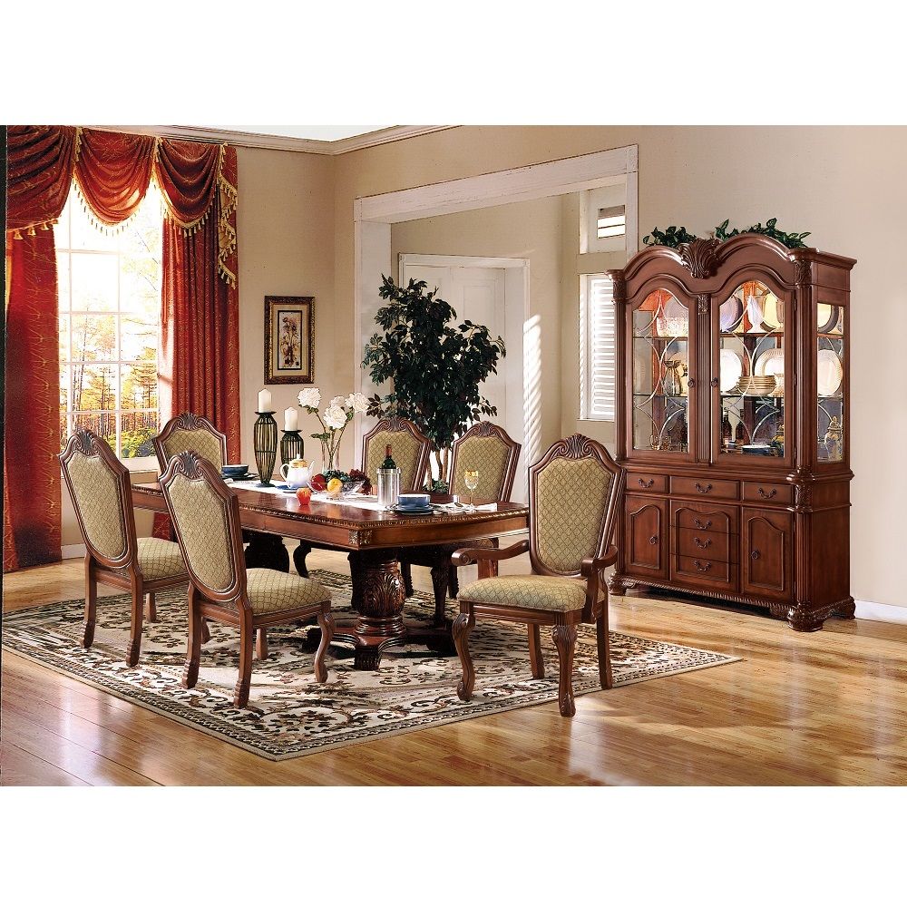 ACME Chateau De Ville - Dining Table With Double Pedestal - Dark Brown - 46" | Meri Furniture