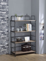 ACME Jodie - Bookshelf - Rustic Oak & Antique Black | Meri Furniture