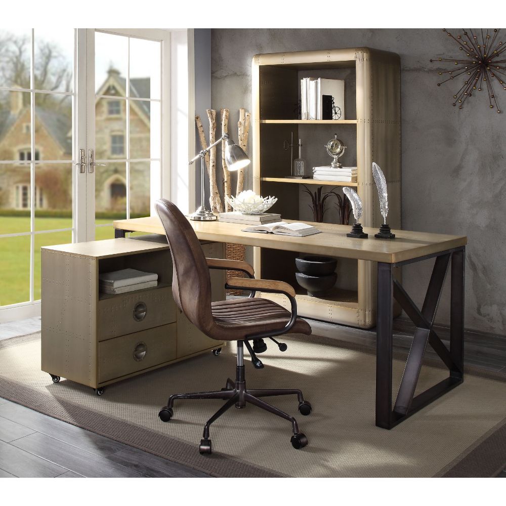 ACME Jennavieve - Desk - Gold Aluminum | Meri Furniture