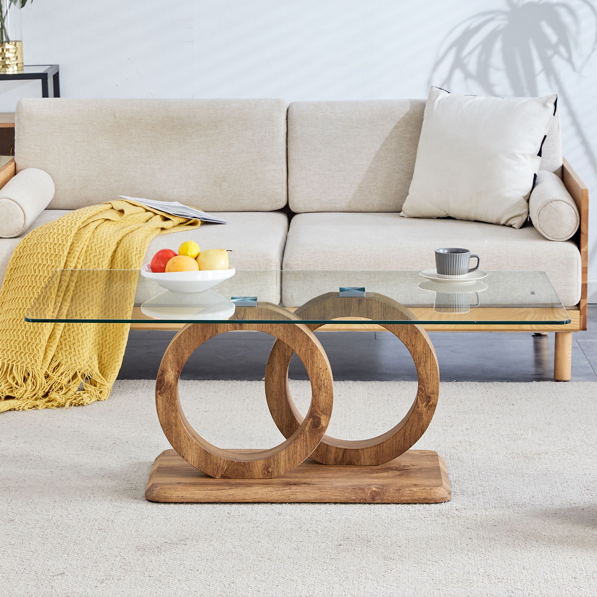 Contemporary Style Glass Top Coffee Table