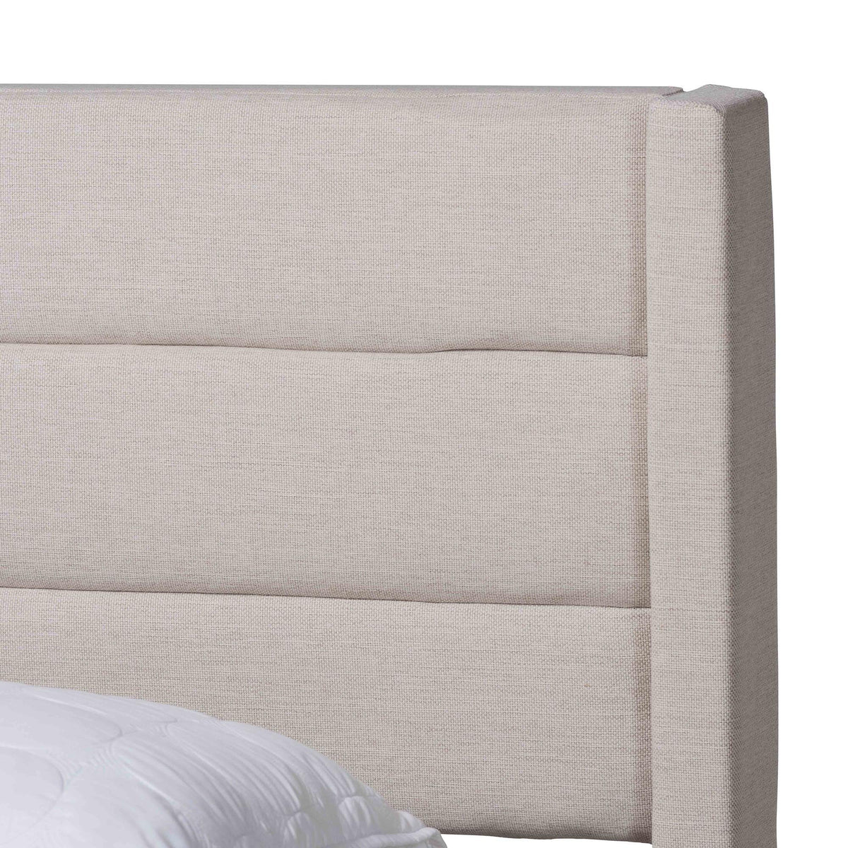 Braylon Mid-Century Modern Transitional Beige Fabric and Dark Brown Finished Wood Queen Size 3-Drawer Storage Platform Bed