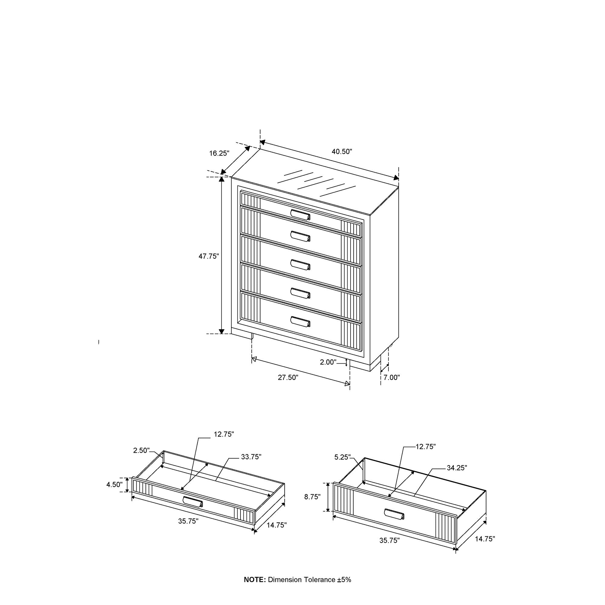 Isaiah - 5 Piece Bedroom Set With TV Lift-LED, Speakers And Fireplace