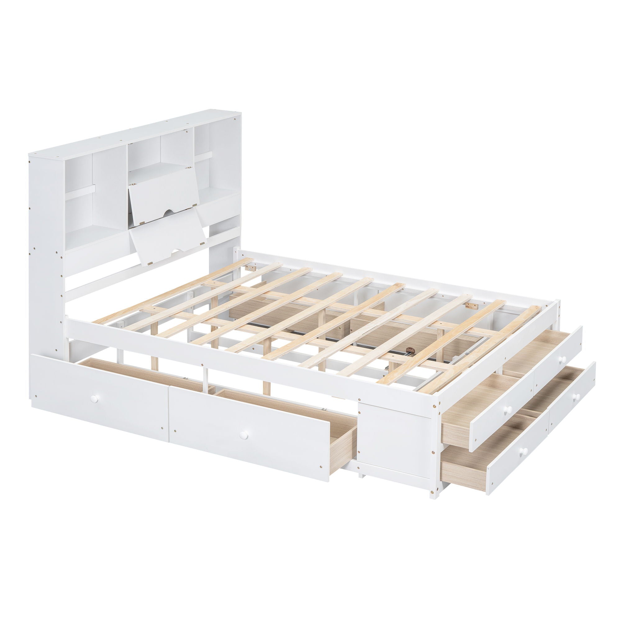 Platform Bed With Storage Headboard And 8 Drawers