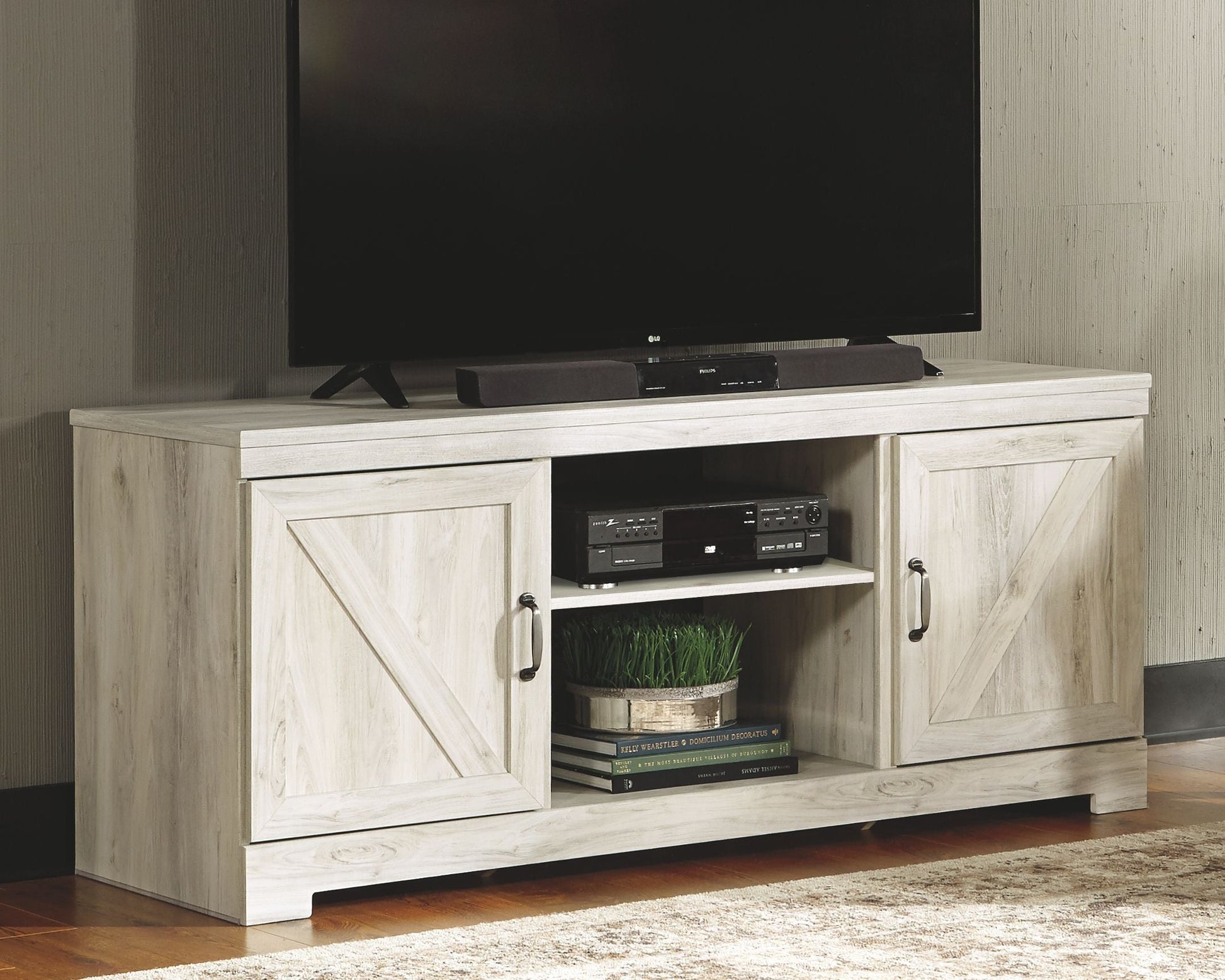 Signature Design by Ashley® Bellaby - TV Stand W/Fireplace Option | Meri Furniture