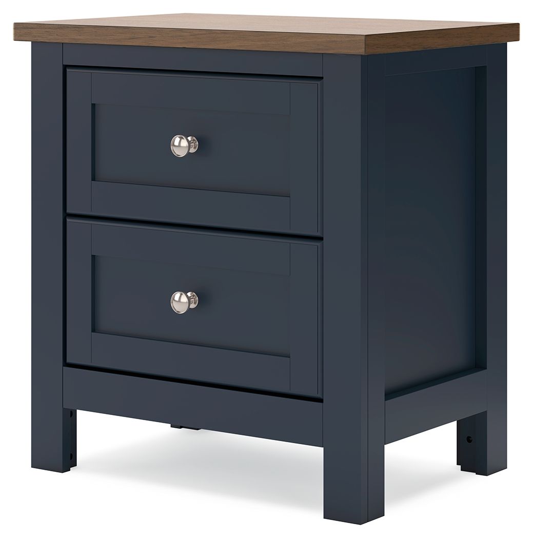 Signature Design by Ashley® Landocken - Brown / Blue - Two Drawer Night Stand | Meri Furniture