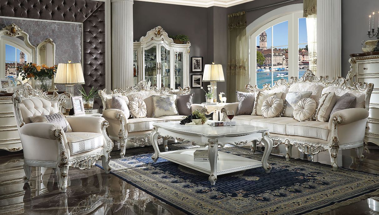 ACME Picardy II - Sofa - Fabric & Antique Pearl | Meri Furniture