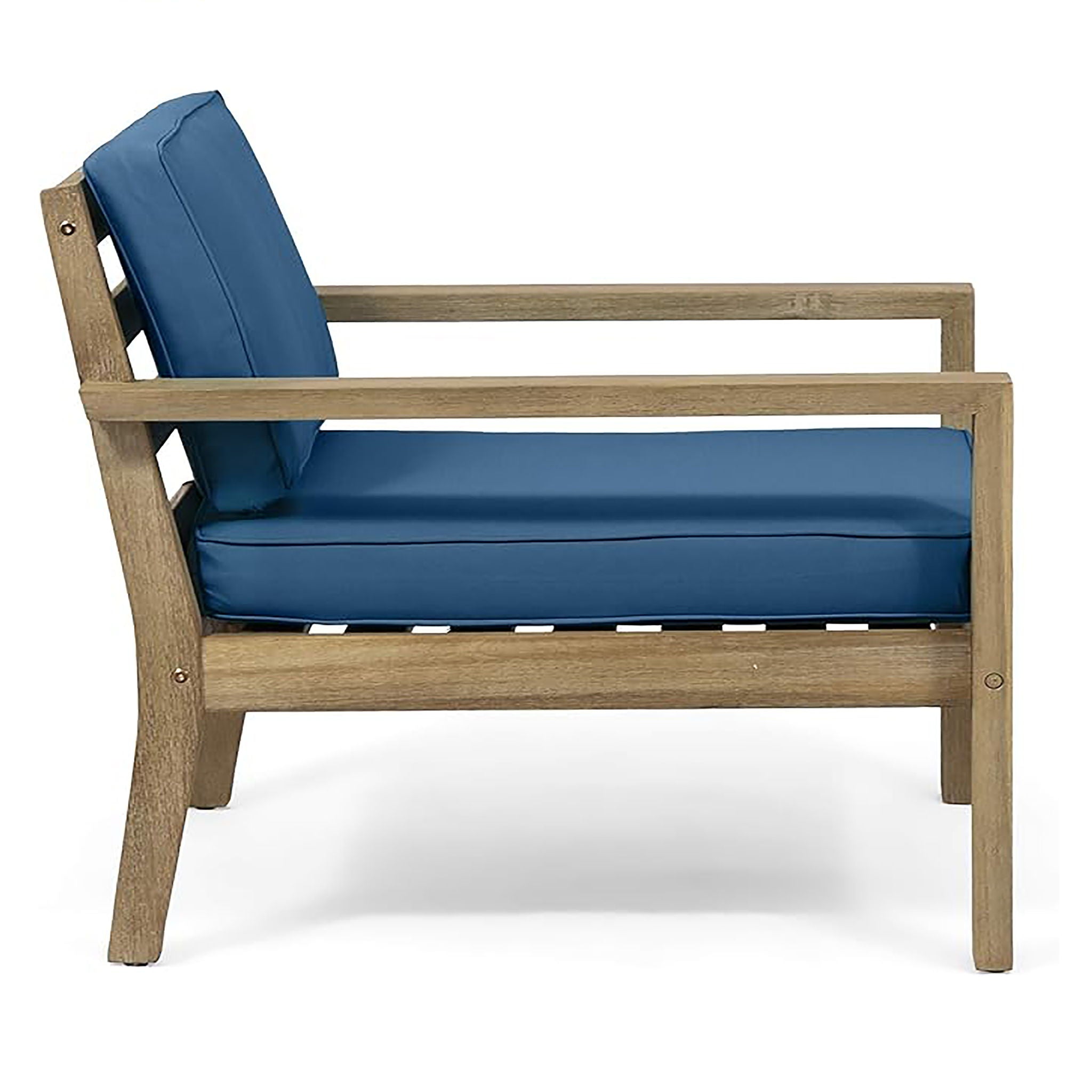 Antoine - Outdoor Acacia Wood Club Chairs With Cushions, (Set of 2)