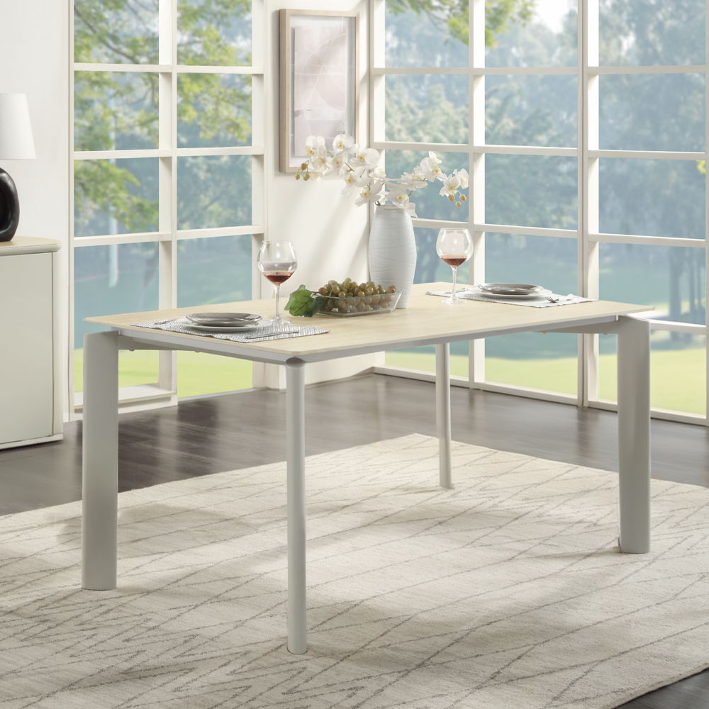 ACME Ingram - Dining Table - Sintered Stone & Light Gray Finish | Meri Furniture