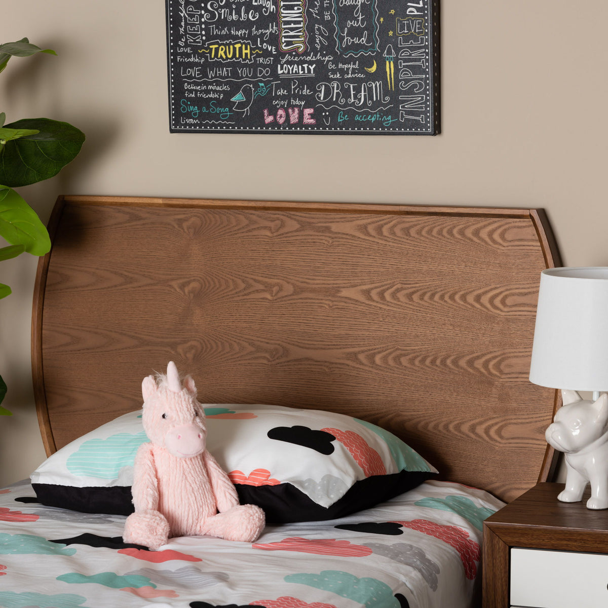 Laurien Mid-Century Modern Ash Walnut Finished Wood Twin Size Headboard