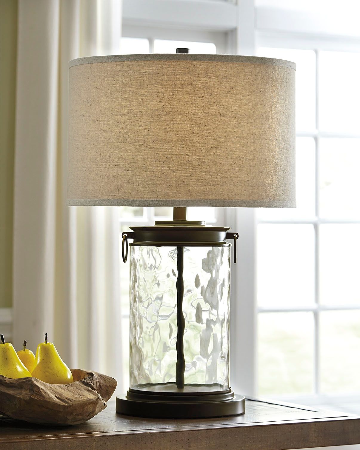 Ashley Furniture Tailynn - Clear / Bronze Finish - Glass Table Lamp | Meri Furniture