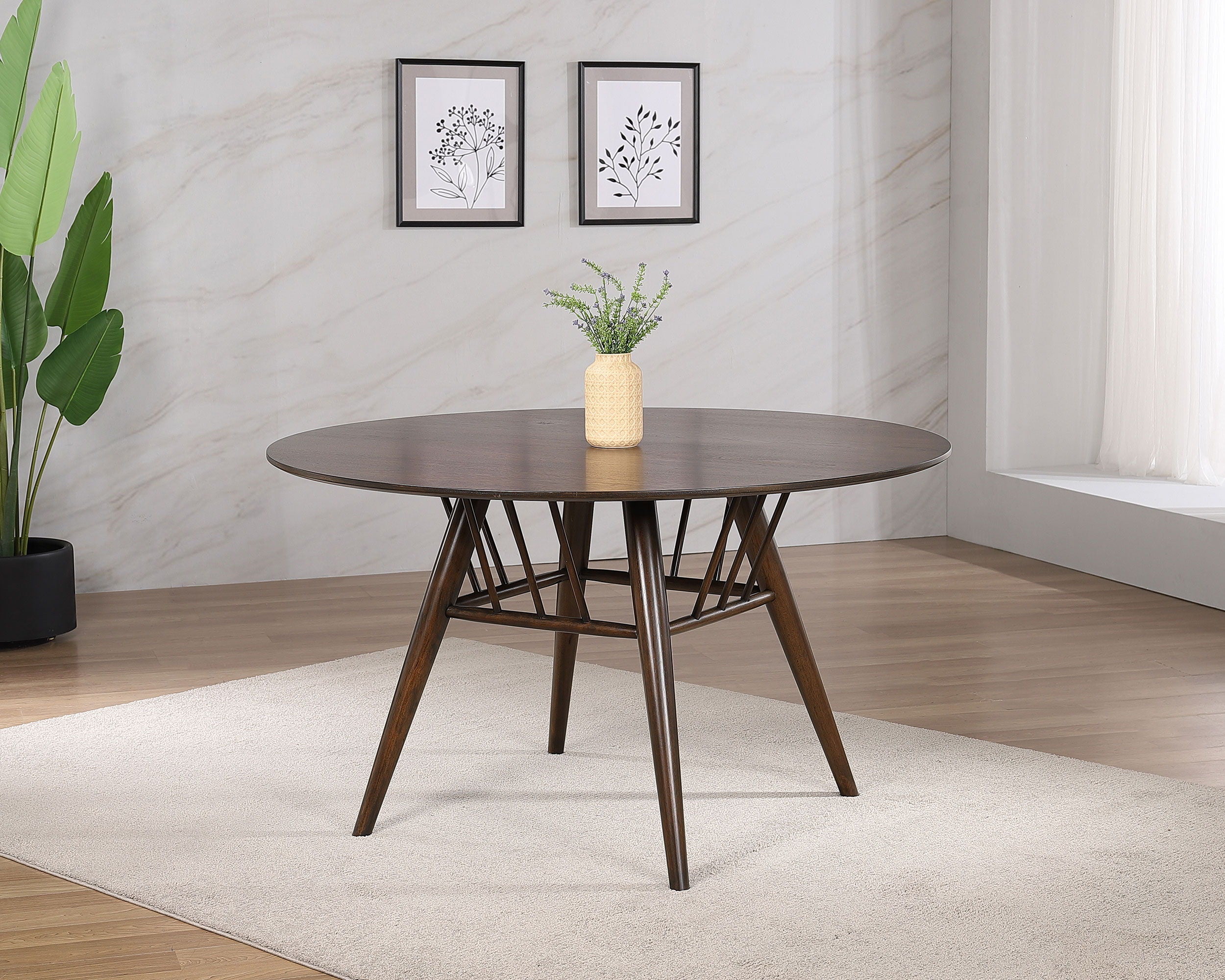 Coaster Fine Furniture Everton - Round Wood Dining Table - Dark Walnut | Meri Furniture