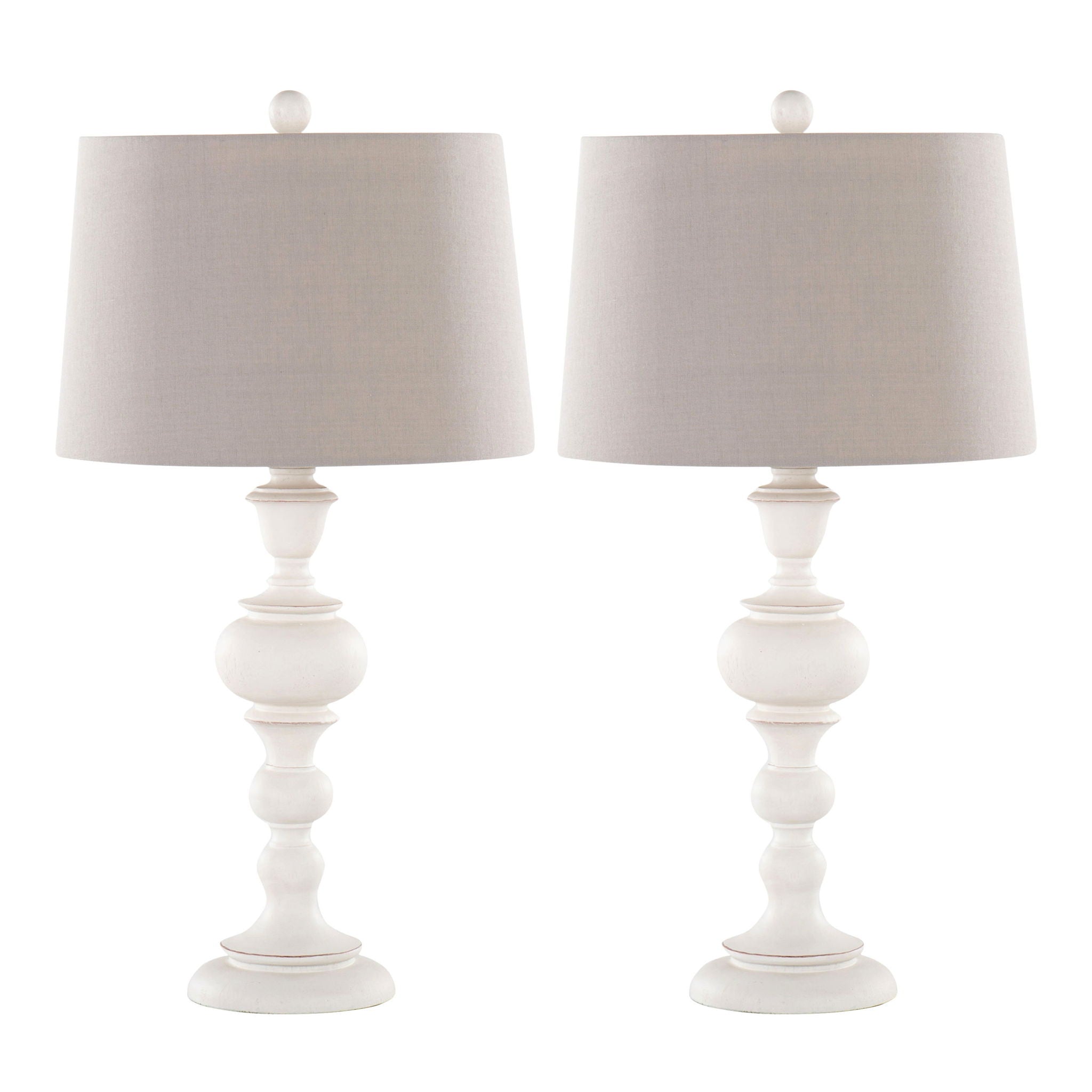 Morocco - Farmhouse Poly Table Lamp (Set of 2) - Distressed Off White / Soft Gray