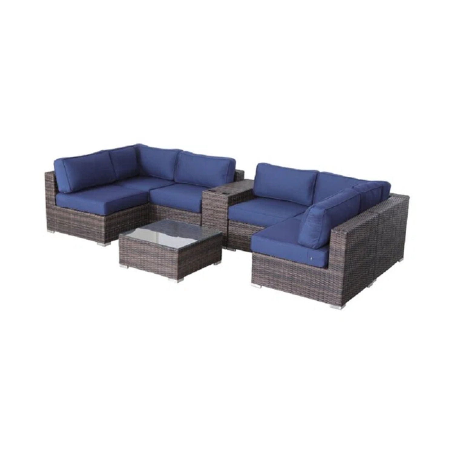 Elegant 4 Person Wicker Patio Seating Set With Cushions And Glass Top Table