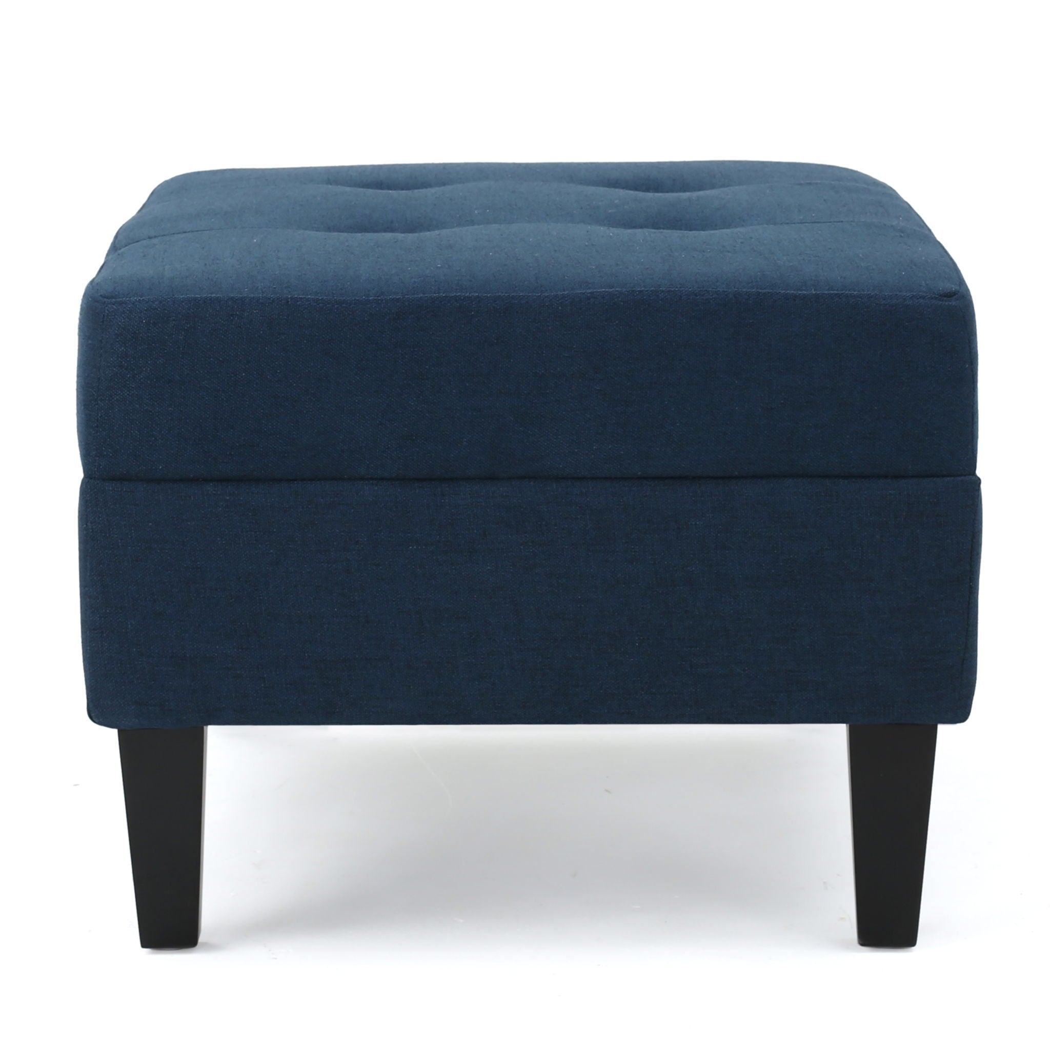 Ottoman With Birch Wood Legs And Cushioned Top For Comfort