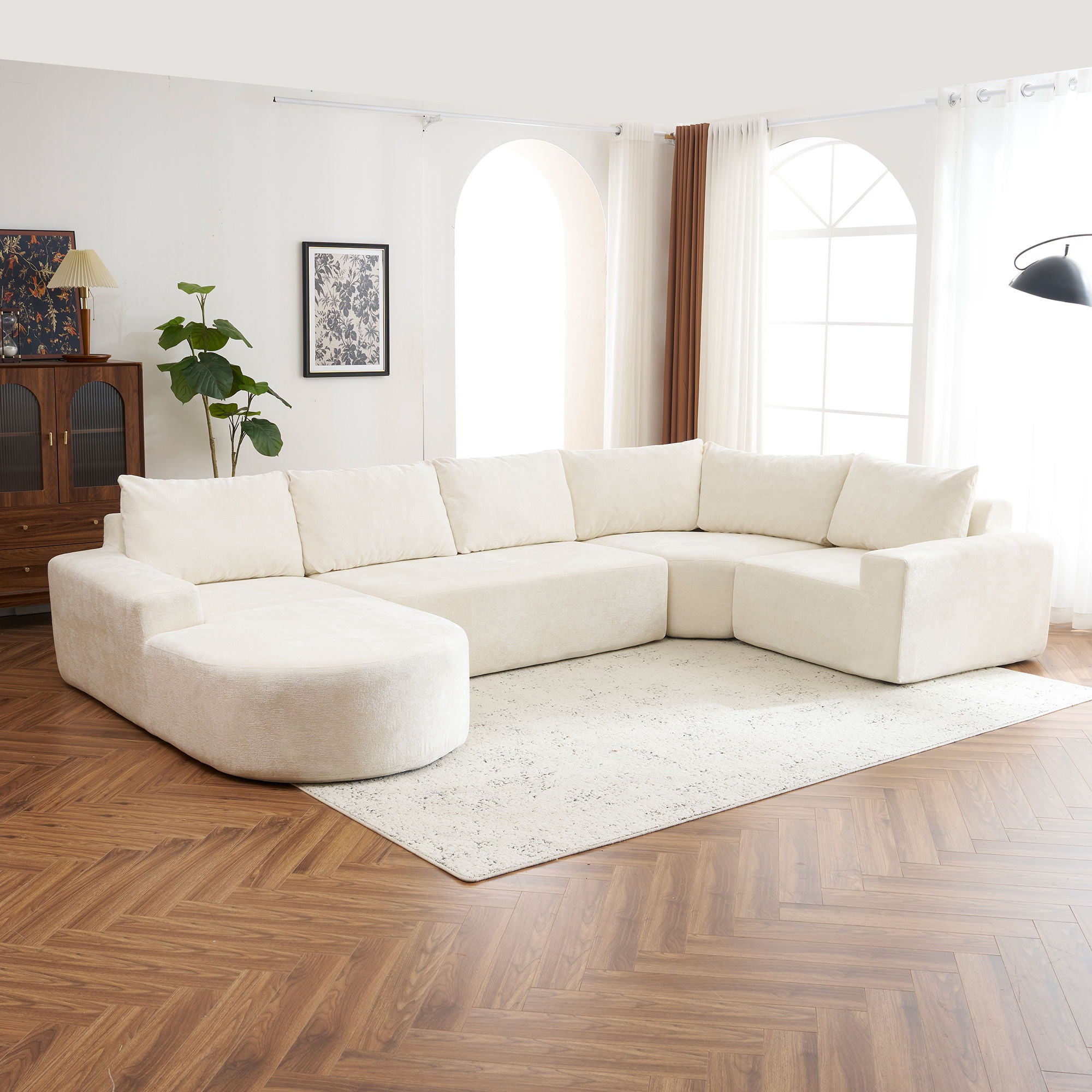 U-Shaped Oversized Modular Cloud Sectional Sofa With Deep Seat For Living Room