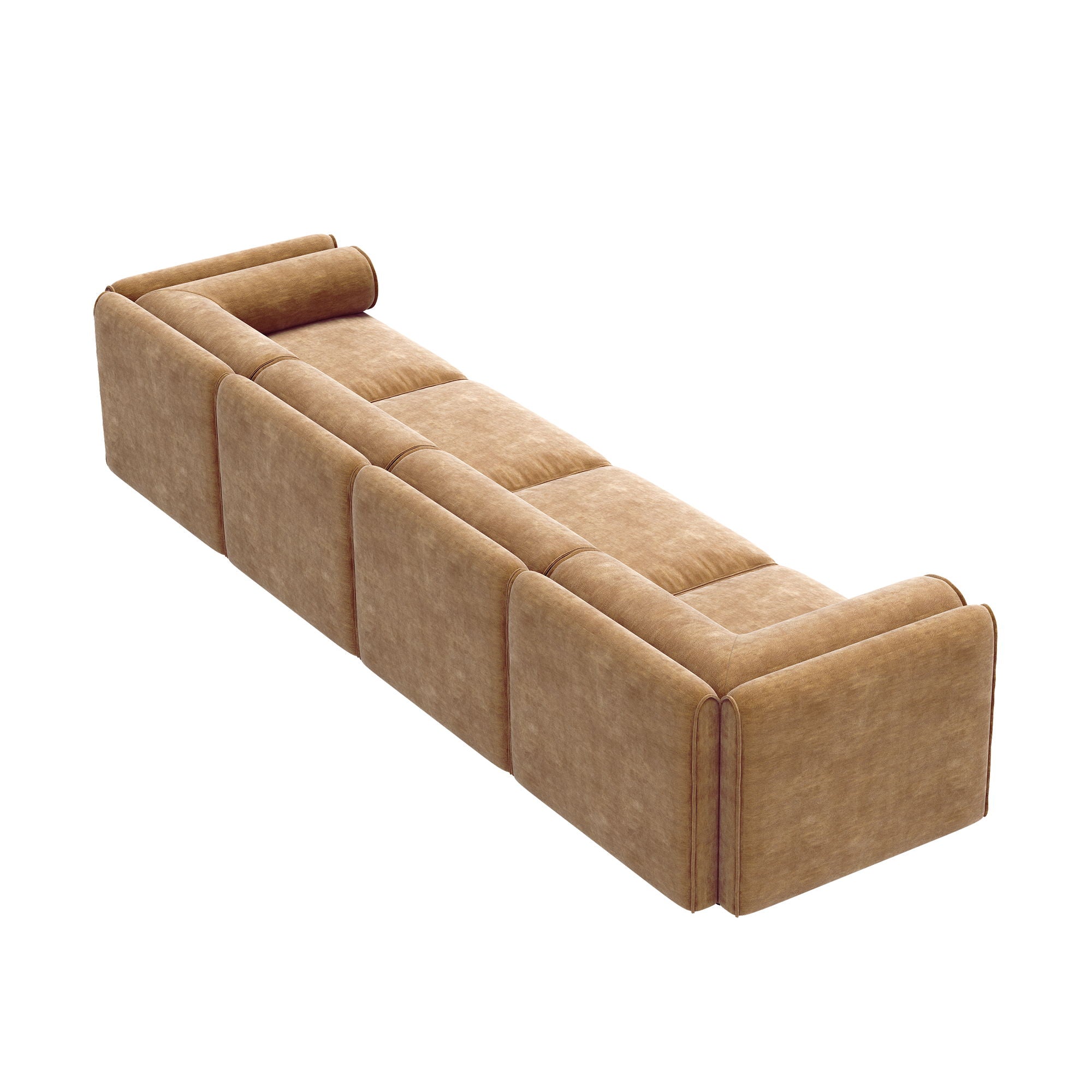 Stylish Chenille Sofa With Storage Seat And Cylindrical Backrest