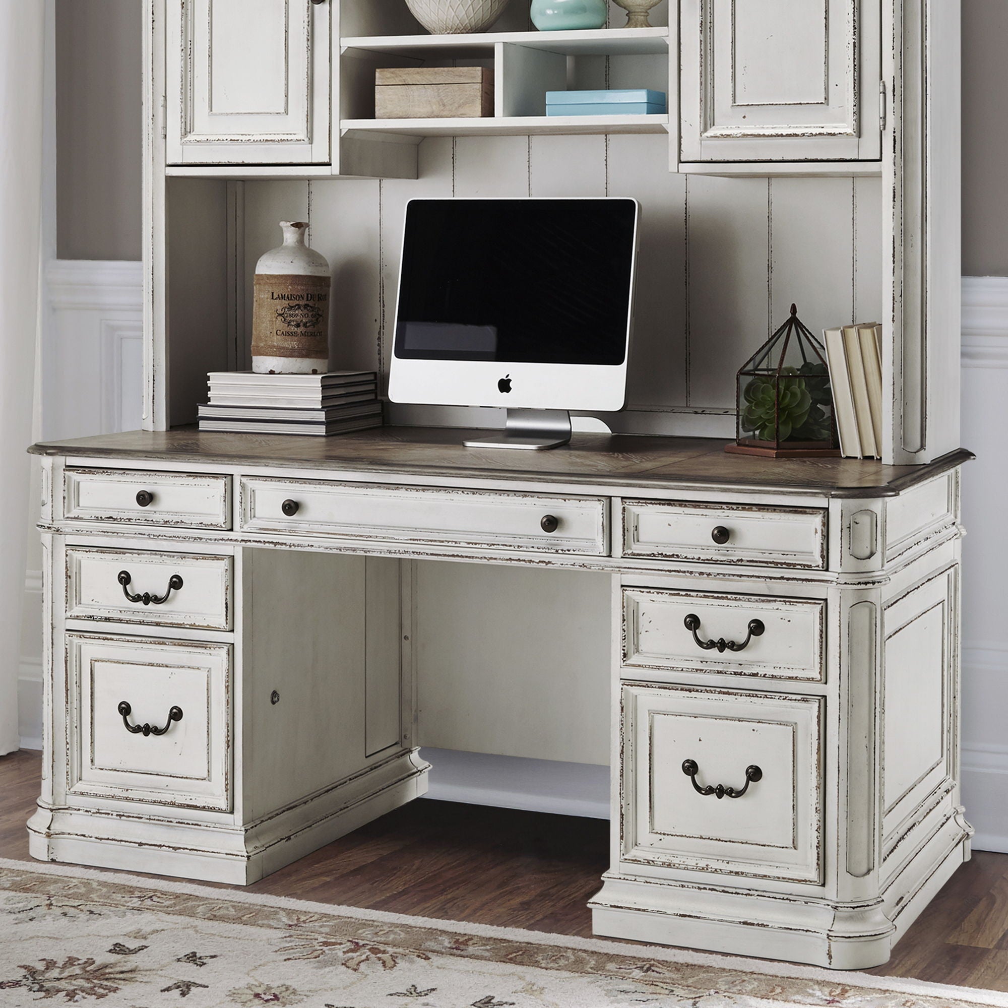 Liberty Furniture Magnolia Manor - Credenza - White - Framed Drawers | Meri Furniture