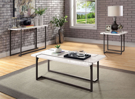 Furniture of America Izar - Coffee Table - White / Gun Metal | Meri Furniture