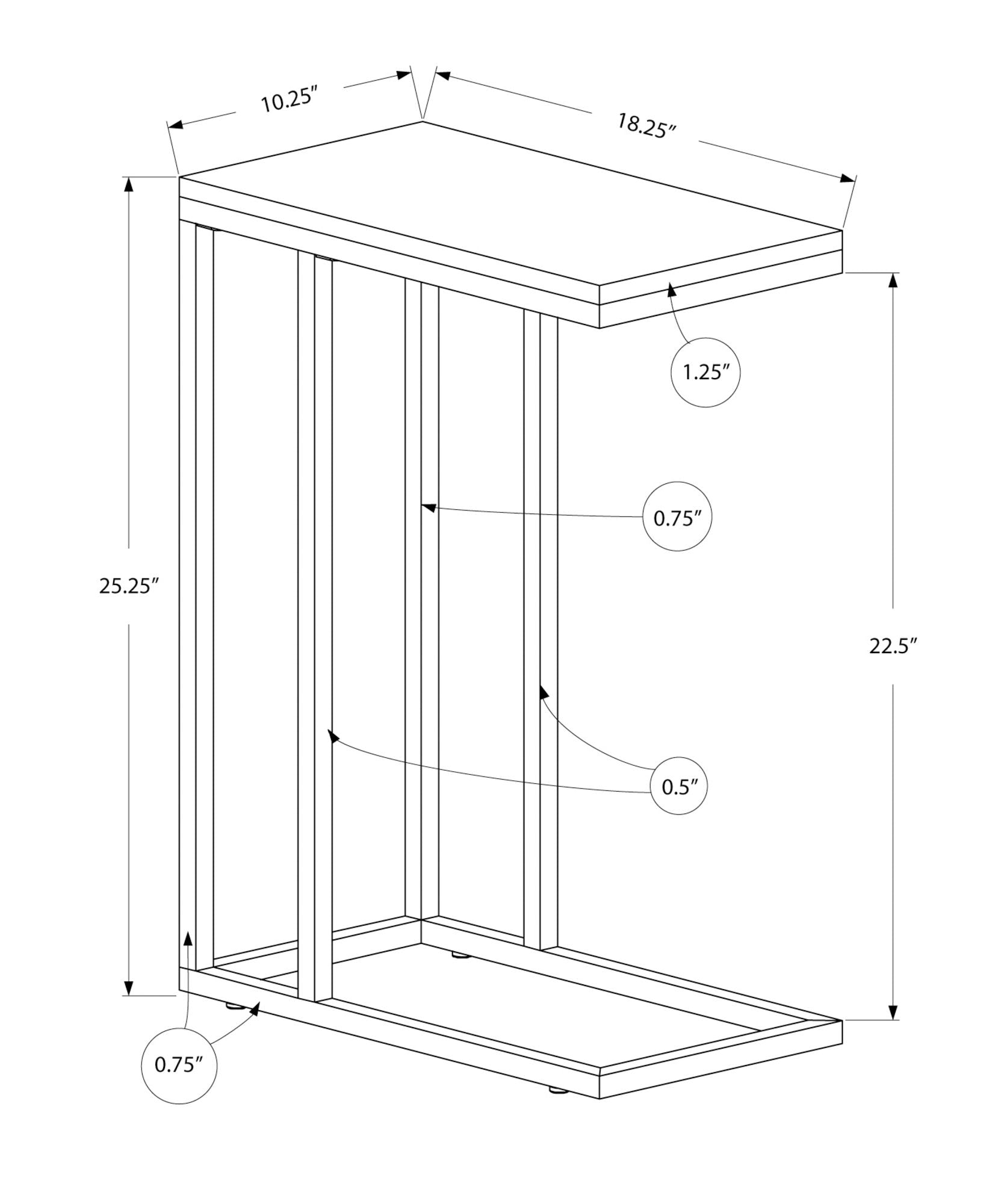 Accent Table, C - Shaped, Tempered Glass, Stylish Design Contemporary & Modern