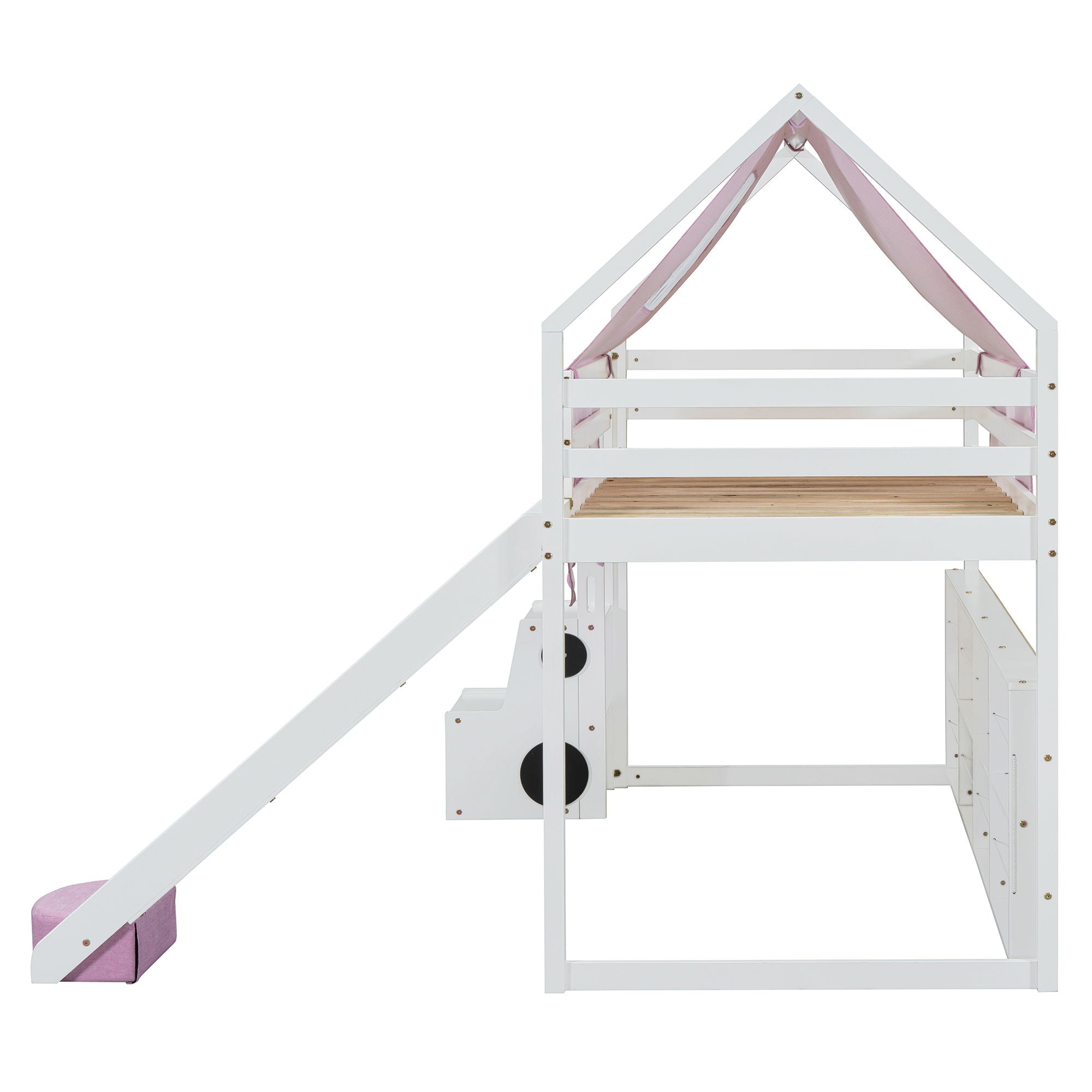 Loft Bed With House Shaped Frame And Tent
