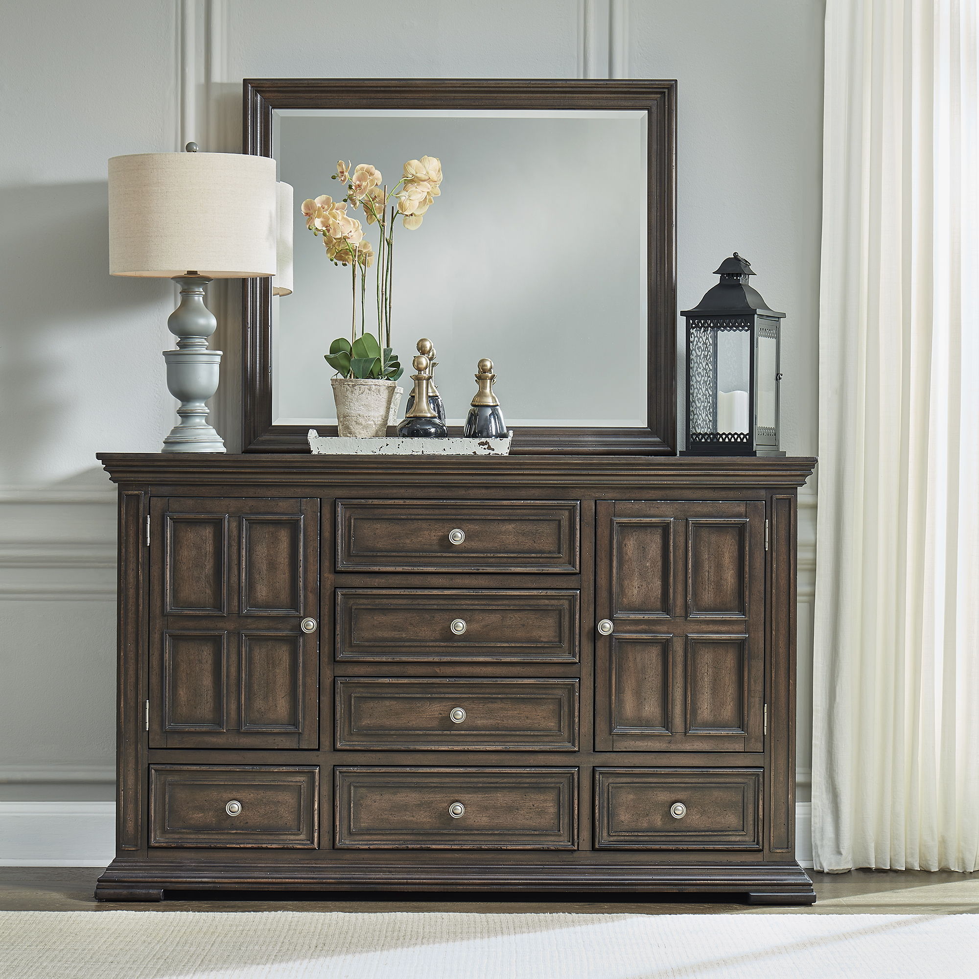 Liberty Furniture Big Valley - Dresser & Mirror | Meri Furniture