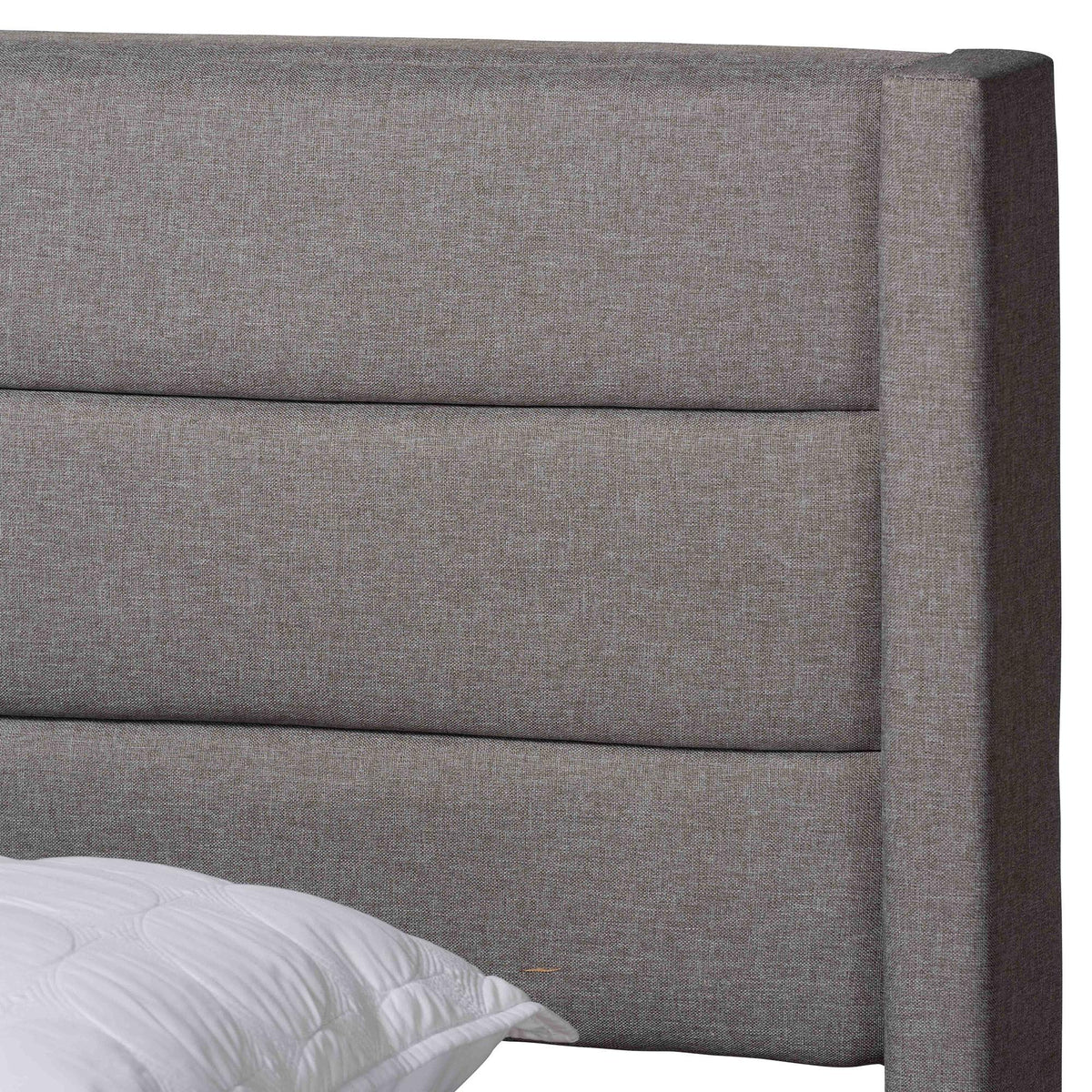 Braylon Mid-Century Modern Transitional Light Grey Fabric and Dark Brown Finished Wood Queen Size 3-Drawer Storage Platform Bed