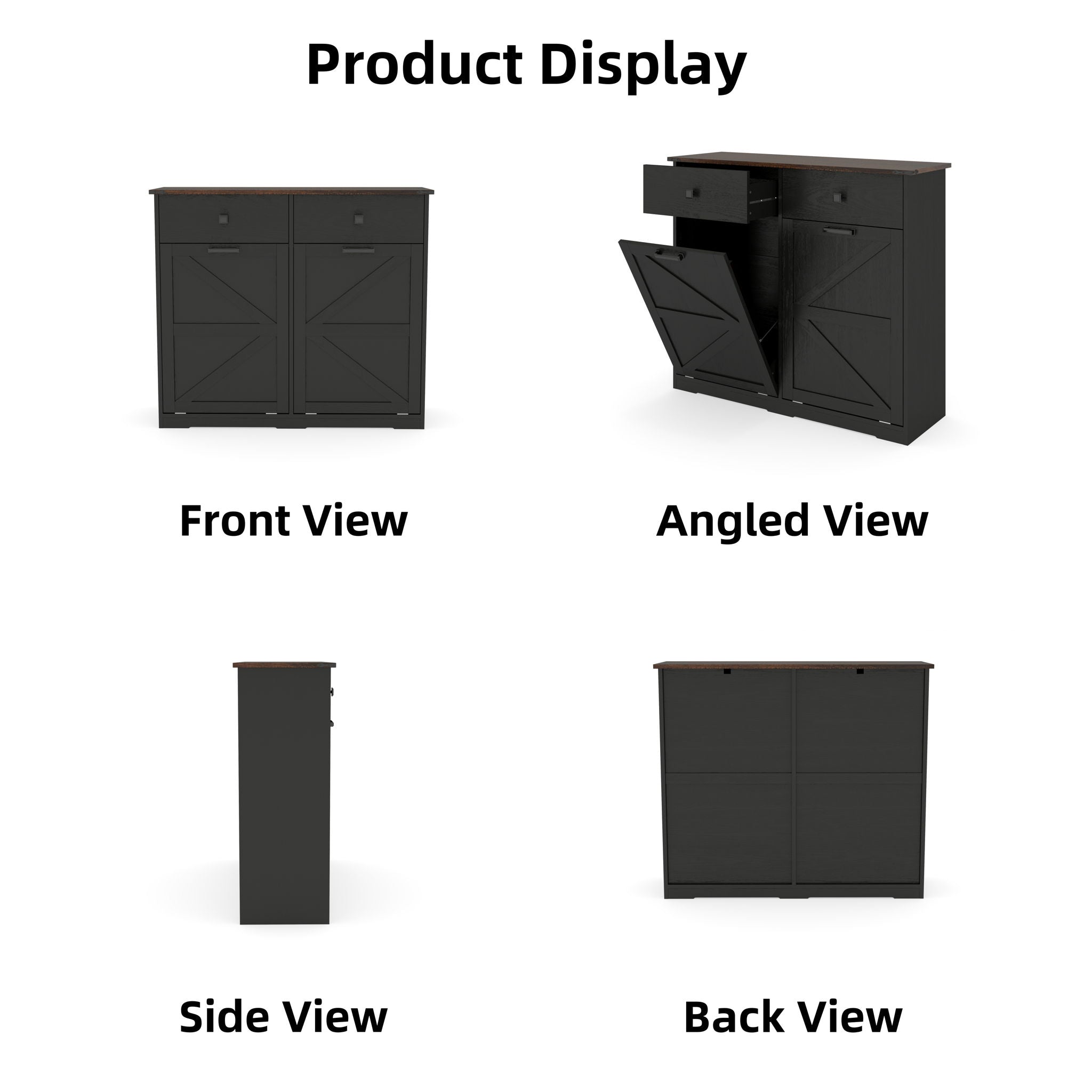 Double Tilt Out Trash Cabinet With Hideaway Drawer And Barn Door Style