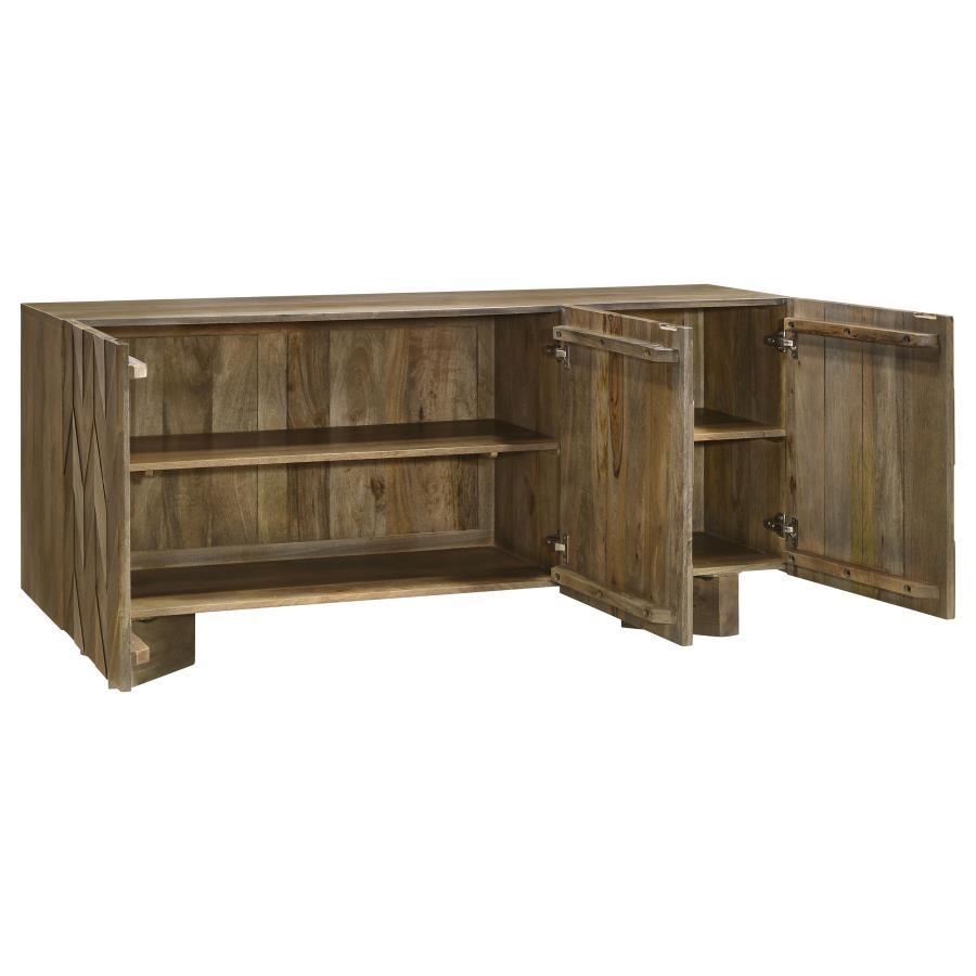 Coaster Fine Furniture Tyler - 3 Door Solid Wood Sideboard Buffet Cabinet - Mango Brown | Meri Furniture