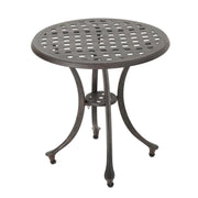 Lunaire - Outdoor Round Cast Aluminum Side Table With Lattice Top And Curved Legs - Bronze