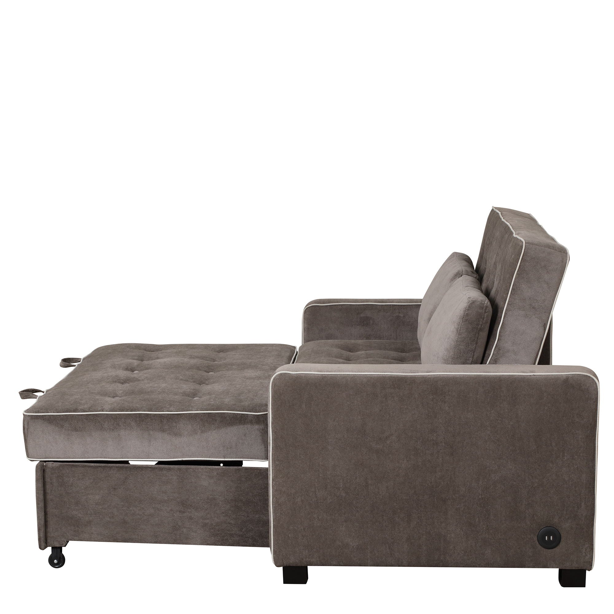 Upholstered Sleeper Bed Sofa With Dual USB Charging, Adjustable Backrest