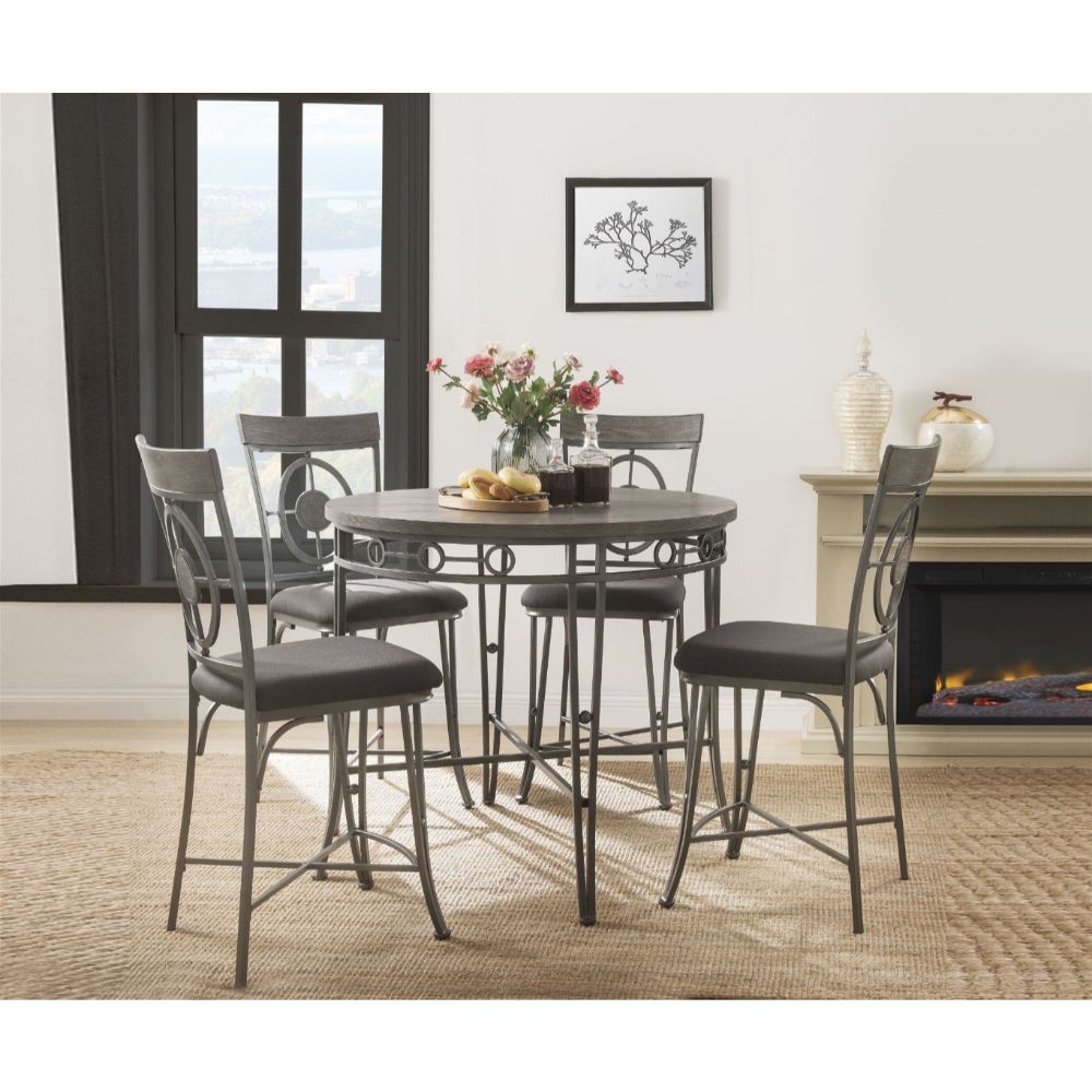 ACME Landis - Counter Height Table - Oak & Gunmetal | Meri Furniture