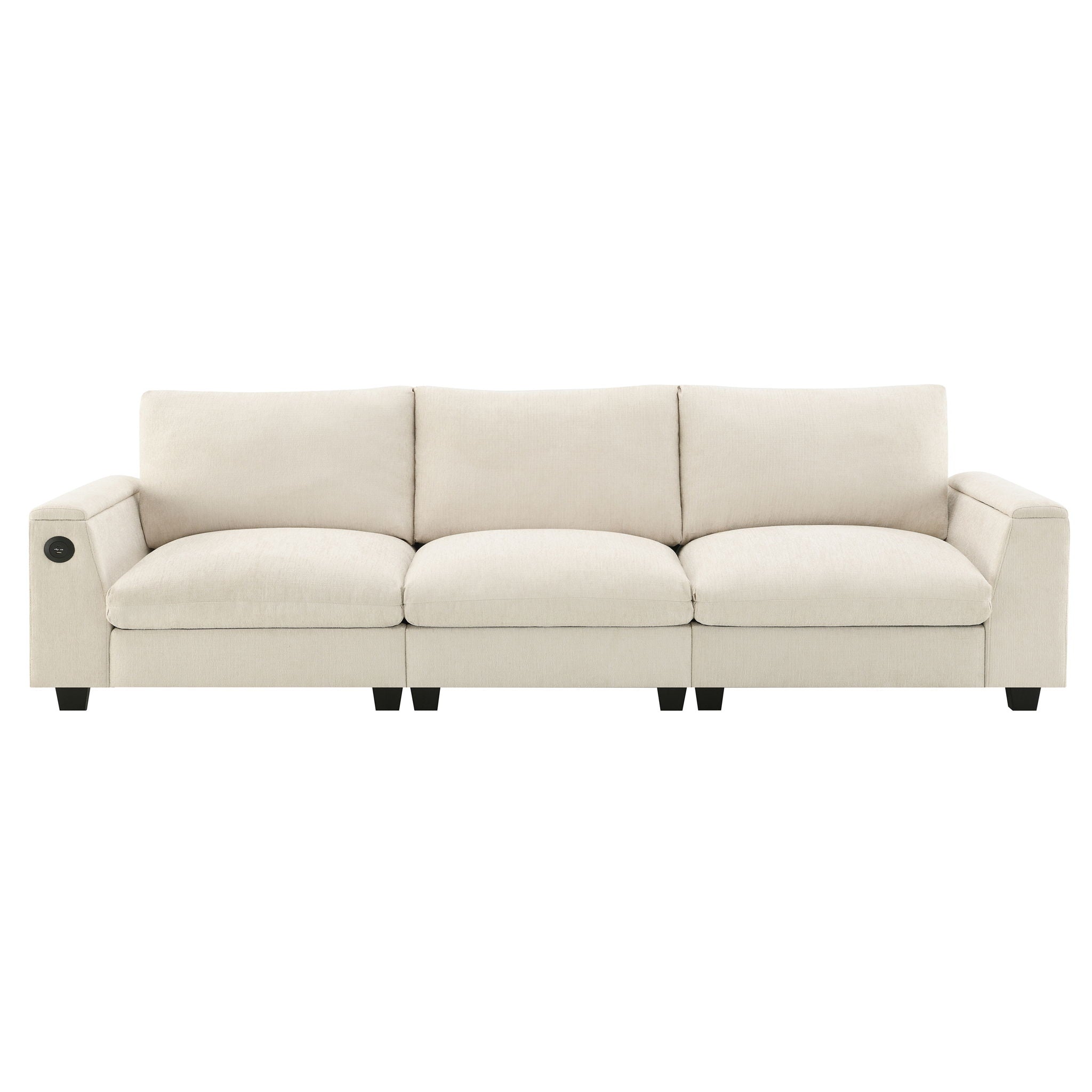 Sectional With Bluetooth Speaker Comfy Cloud Couch Set With Drop Down Table Cup Holders, USB Charger Storage Armrest Wide Seat Sofa