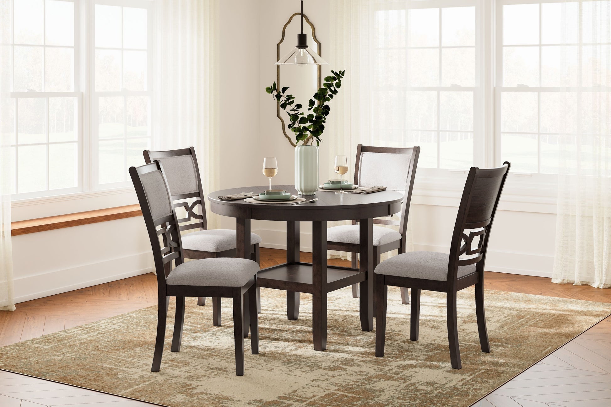 Signature Design by Ashley® Langwest - Brown - Dining Room Table Set (Set of 5) | Meri Furniture