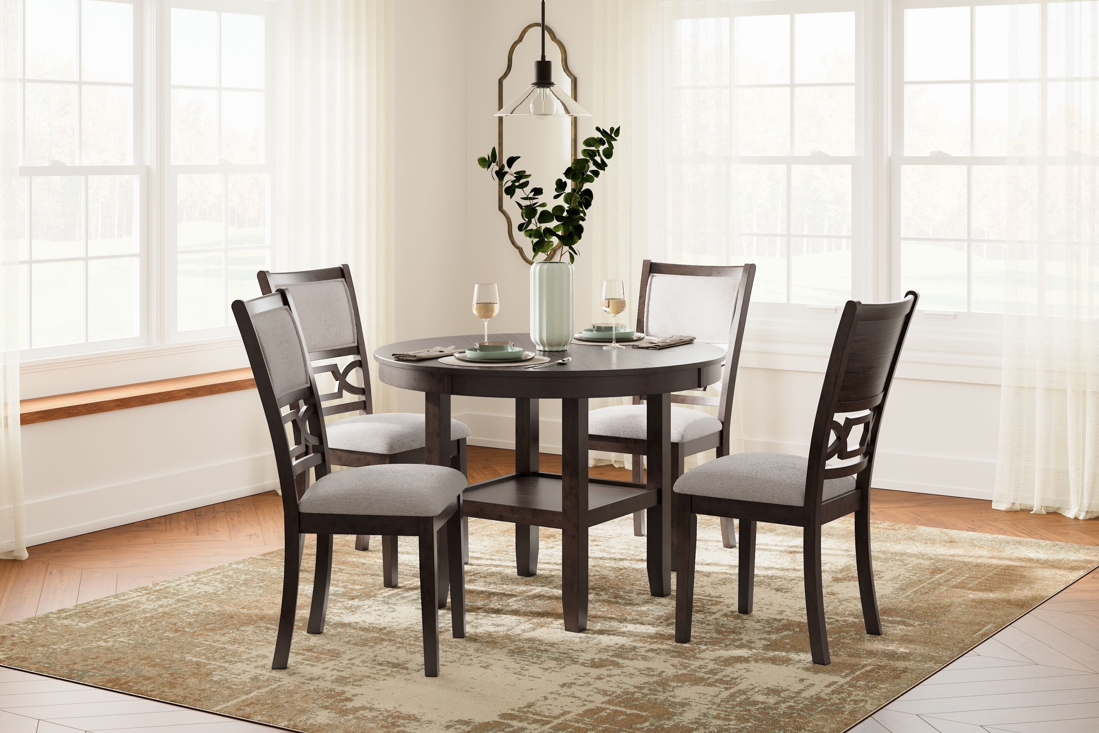 Signature Design by Ashley® Langwest - Brown - Dining Room Table Set (Set of 5) | Meri Furniture