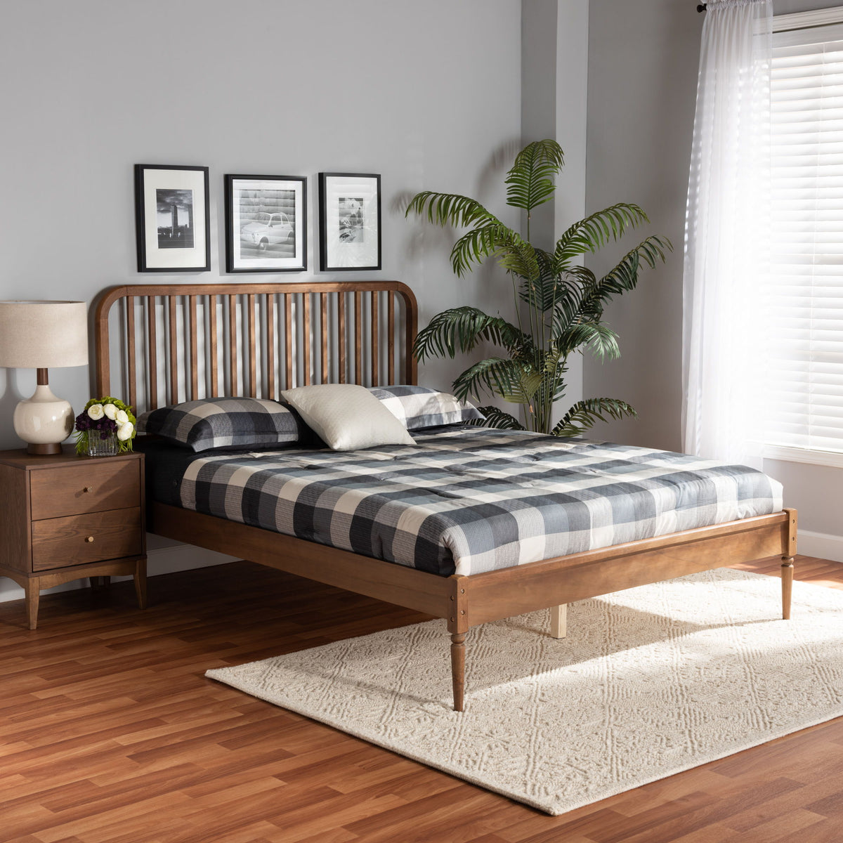 Neilan Modern and Contemporary Walnut Brown Finished Wood Full Size Platform Bed