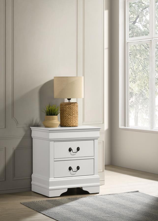 Coaster Fine Furniture Louis Philippe - 2-Drawer Nightstand Bedside Table - White | Meri Furniture