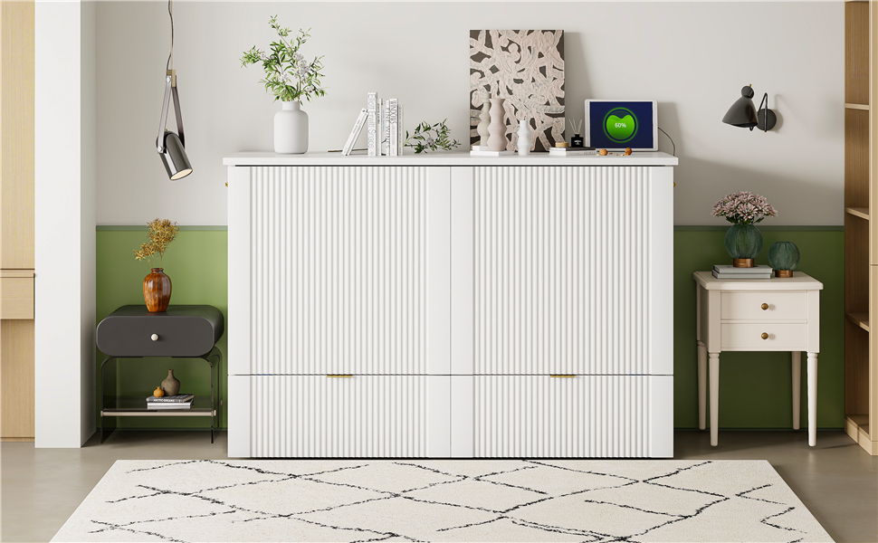 Murphy Bed With Drawer And A Set Of Sockets & USB Ports, Pulley Structure Design