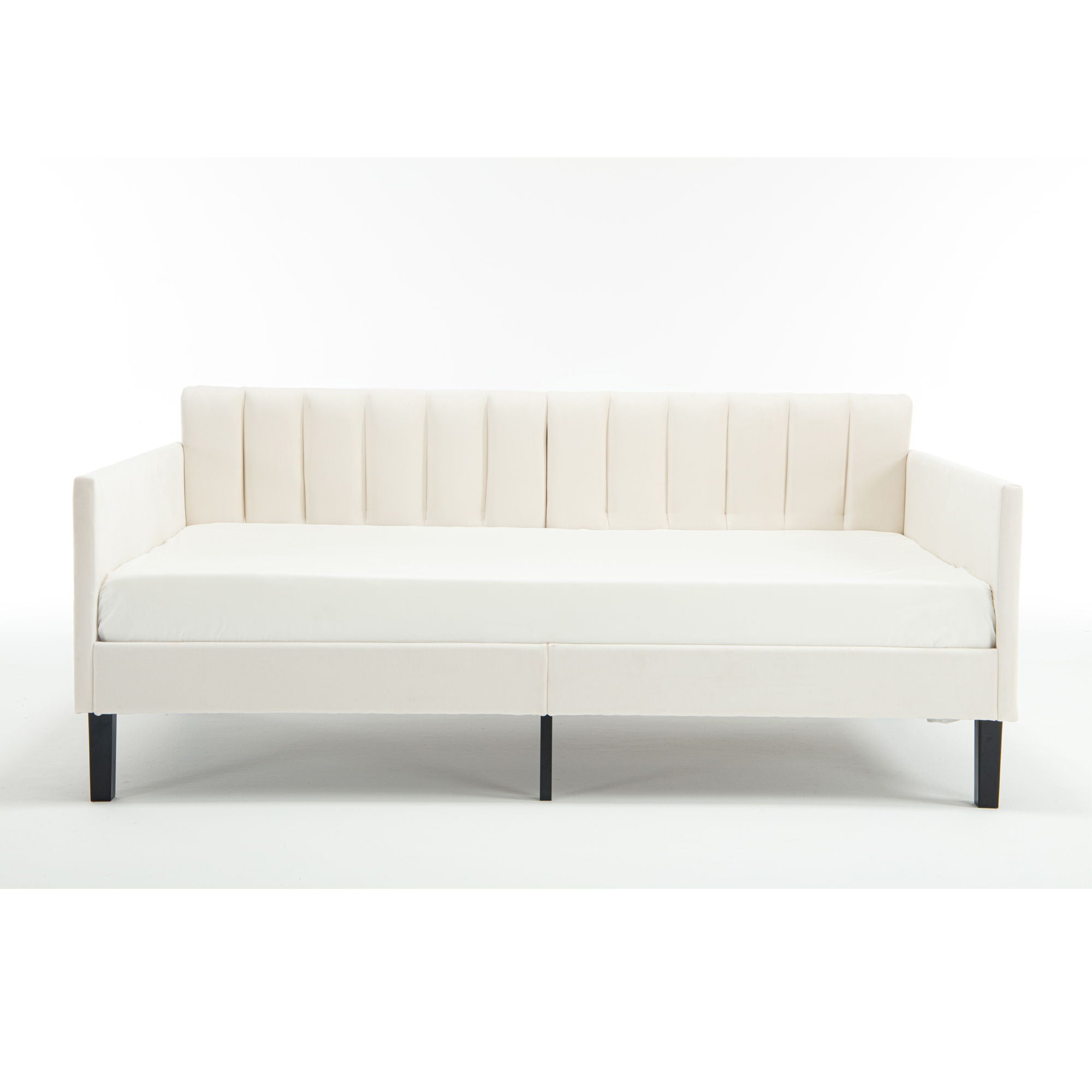 Elena - Boucle Upholstered Daybed, Ribbed Tufted Backrest