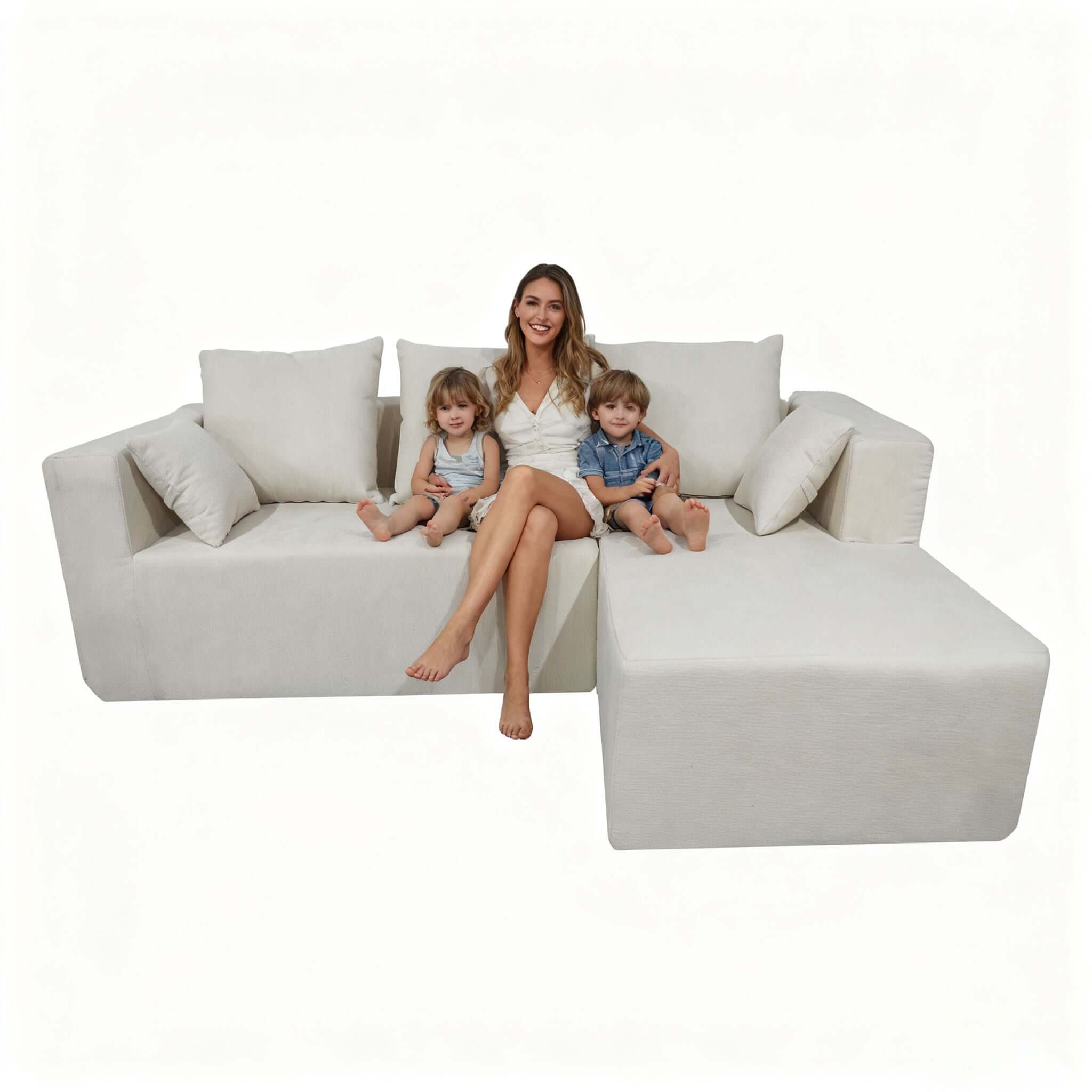 Modular Corner Sofa With Soft Linen Fabric