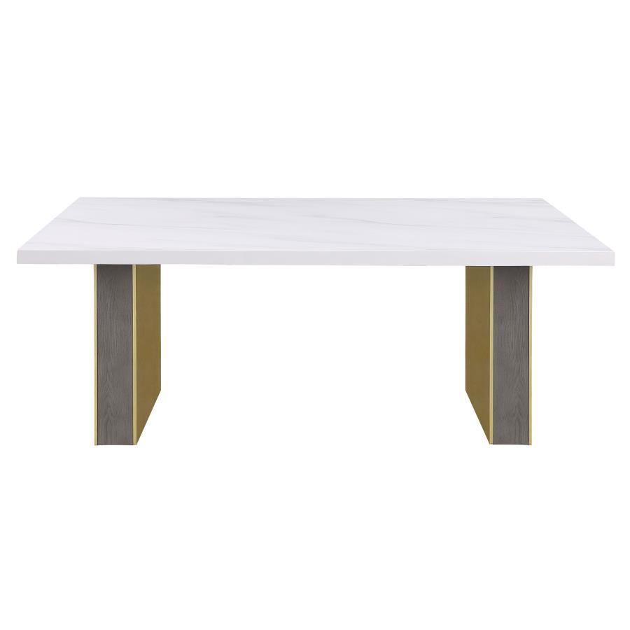Coaster Fine Furniture Carla - Cultured Carrara Marble Top Dining Table - White | Meri Furniture