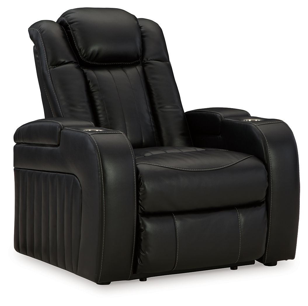 Signature Design by Ashley® Caveman Den - Midnight - Power Recliner/ Adj Headrest | Meri Furniture