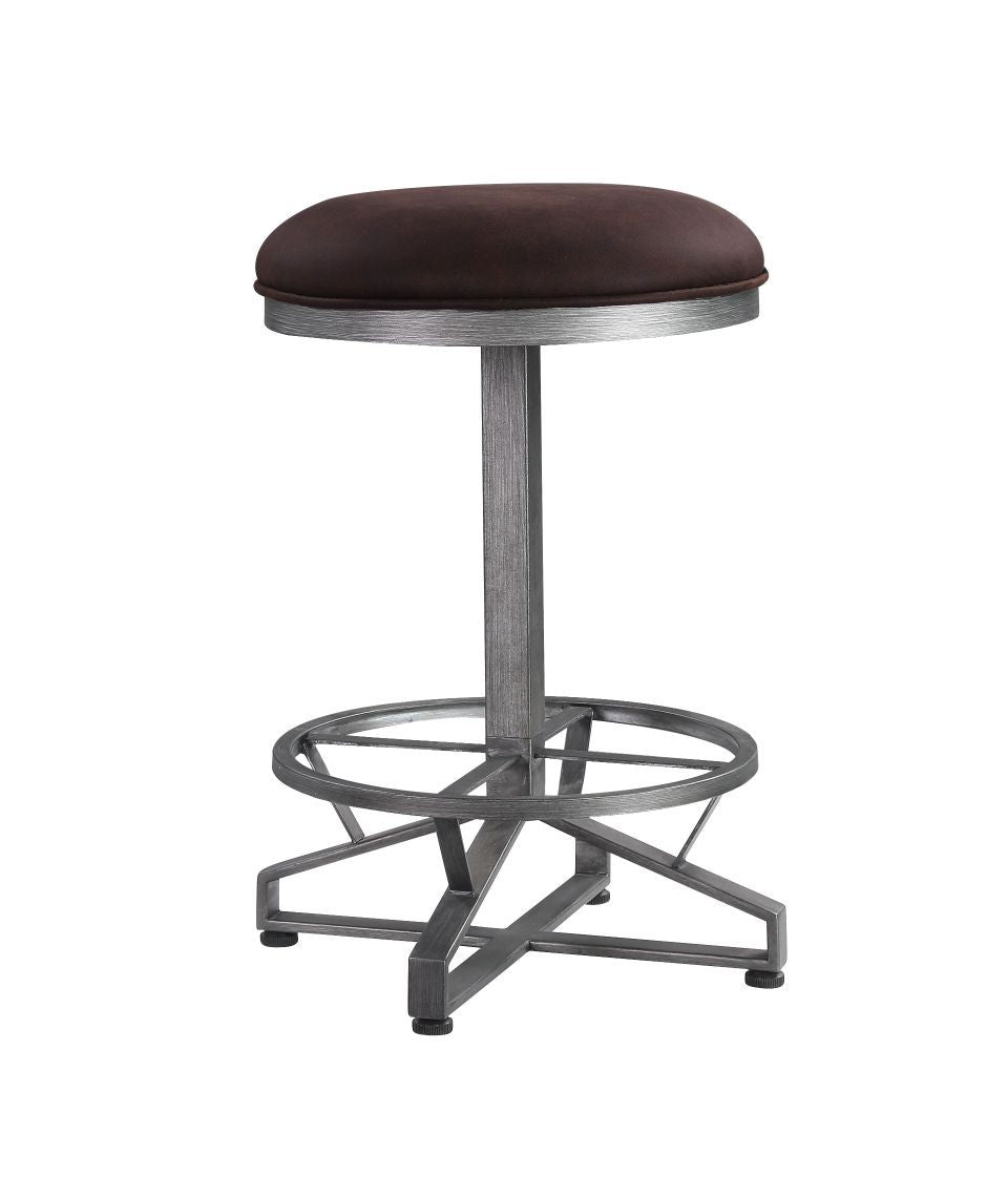 ACME Evangeline - Stool (Set of 2) - Rustic Brown Fabric & Black Finish | Meri Furniture
