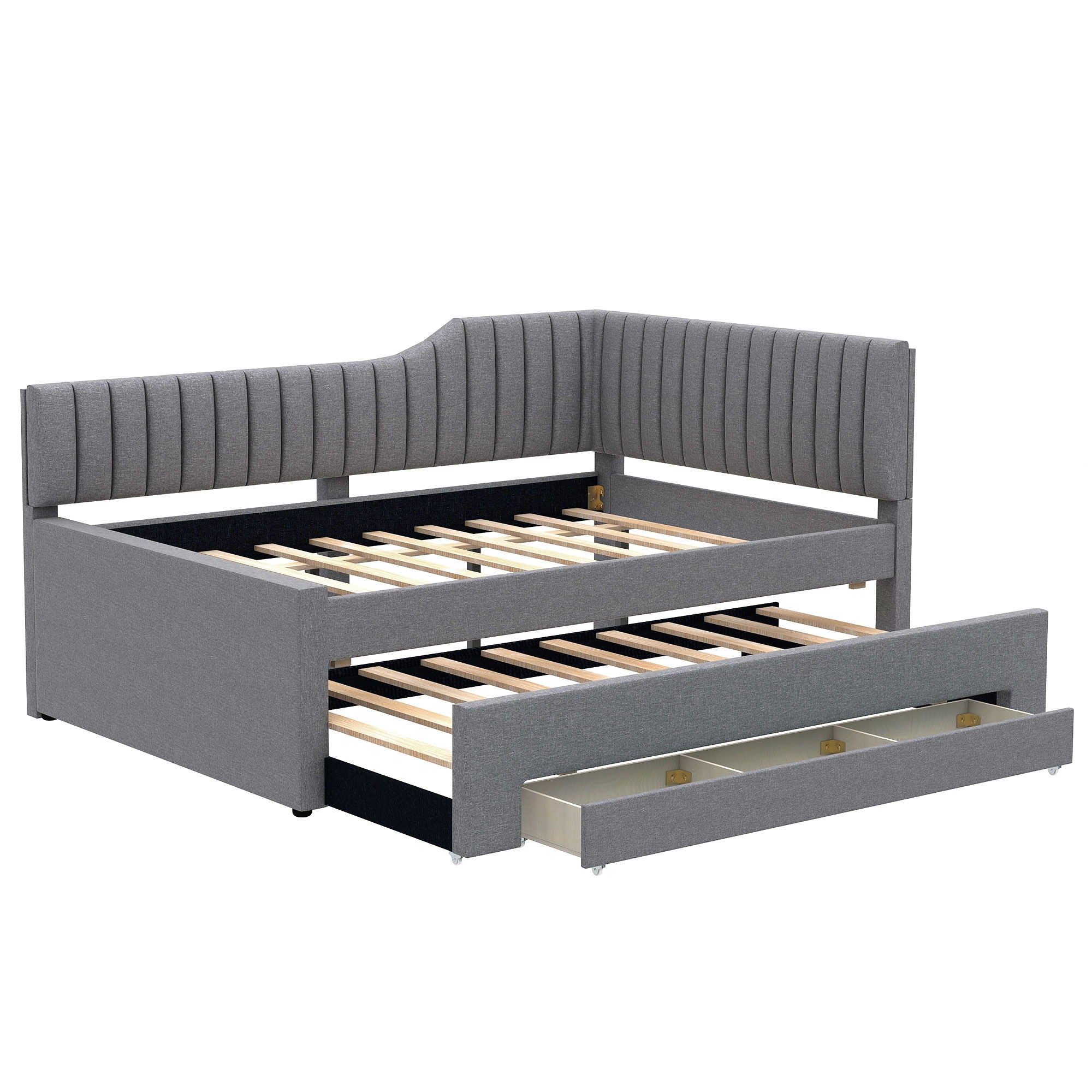 Upholstered Daybed With Trundle And 3 Drawers