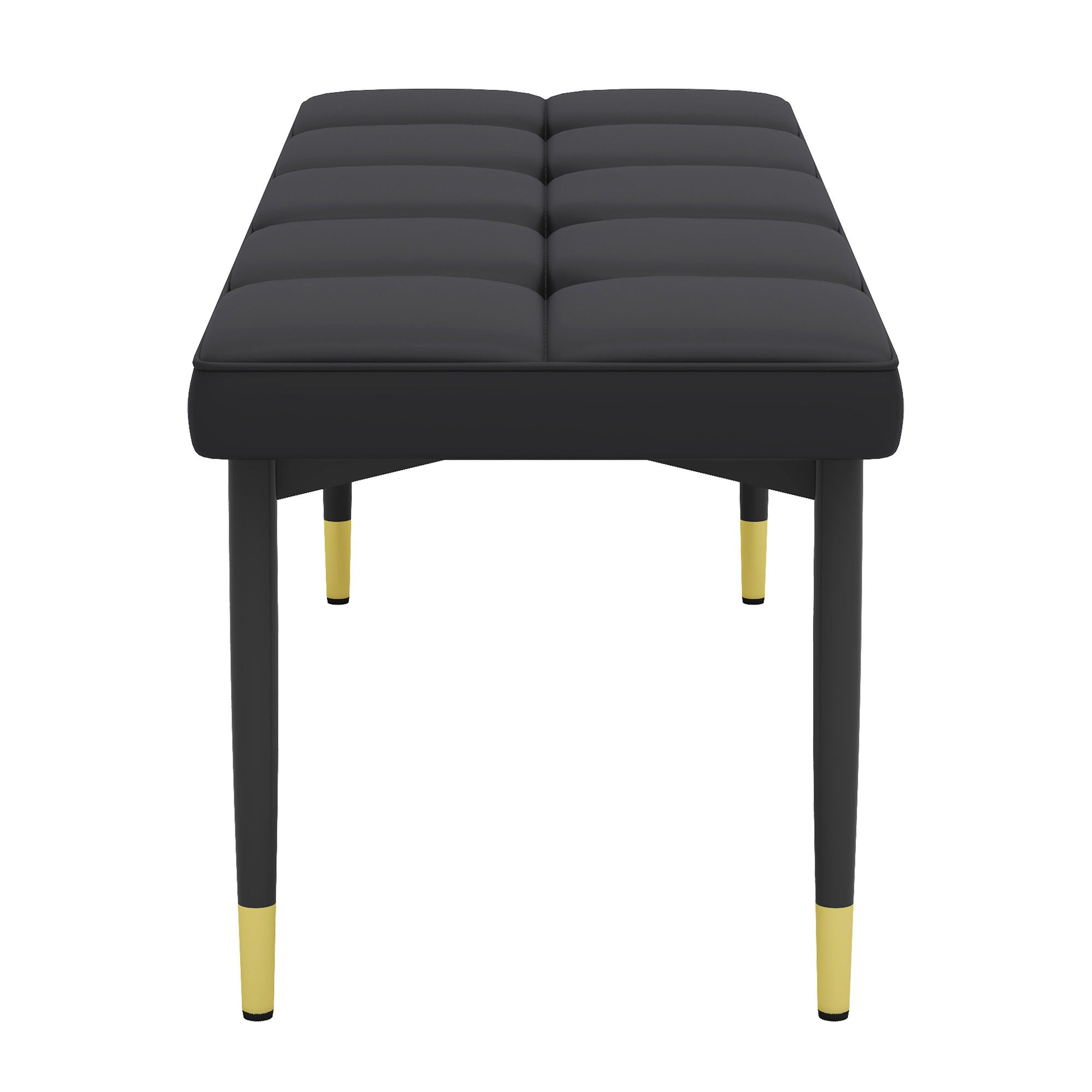 Multifunctional Shoe Bench, Sturdy Metal Legs With Gold Accents - Black