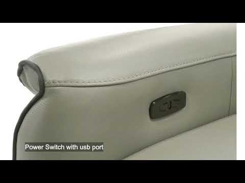 Jayke - Power Motion Sectional Sofa - Light Gray Top Grain Leather Match