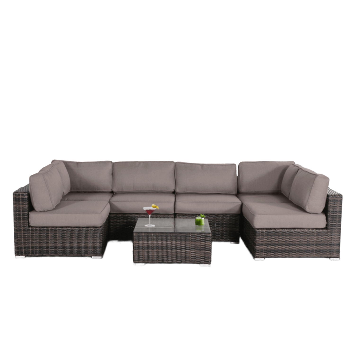 Seating Set With Cushions Handcrafted Wicker Design