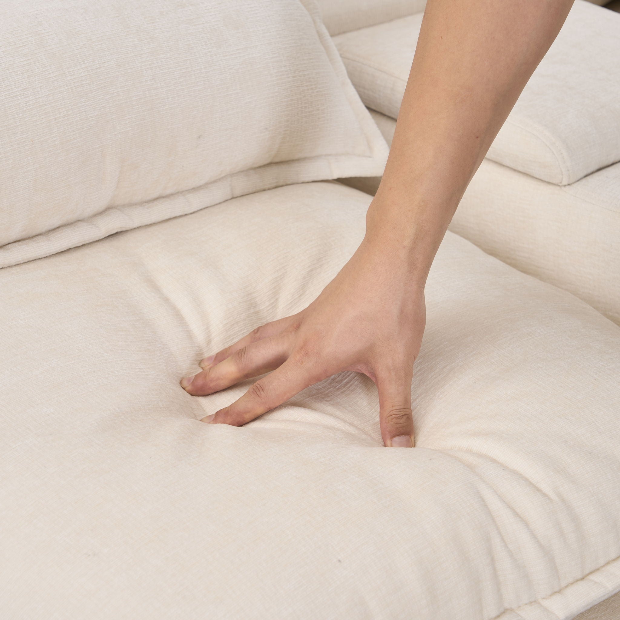 U Shaped Sofa With Console, Cupholders, USB Ports, 6 Seat, Bronzing Suede & Chenille