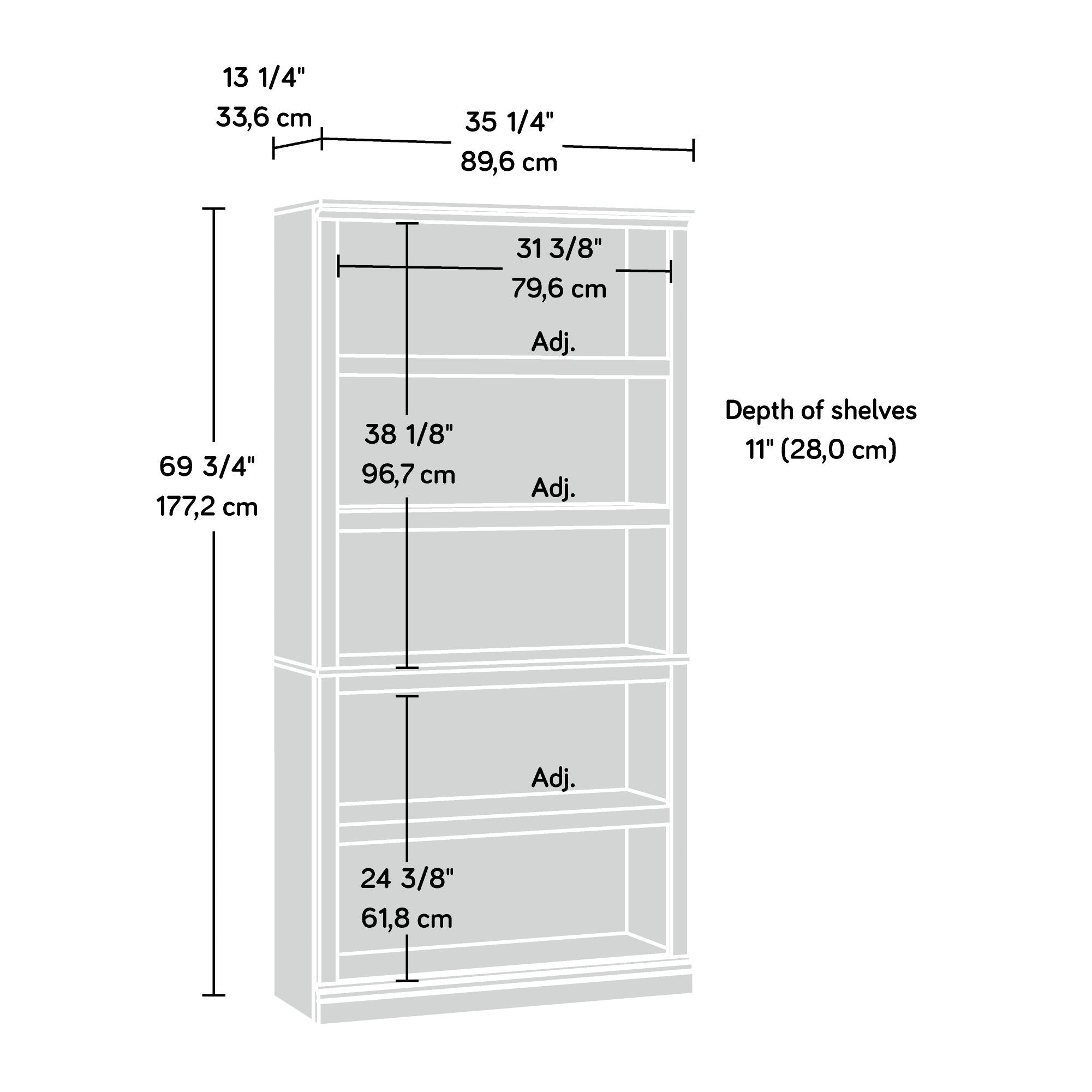 5-Shelf Bookcase Oiled Oak