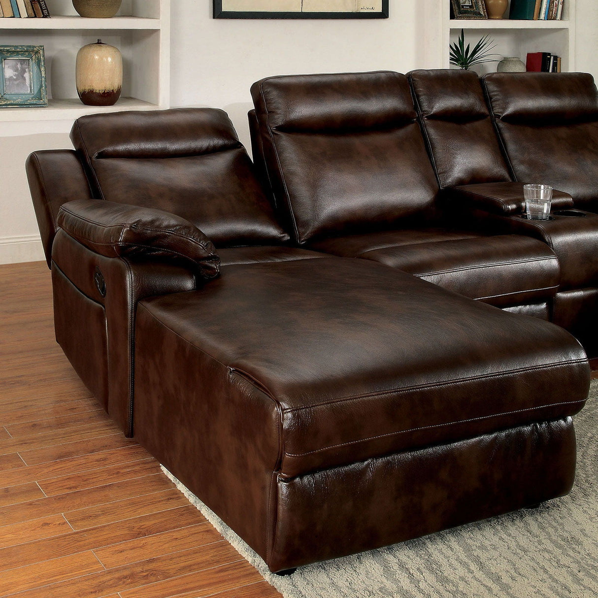 Furniture of America Hardy - Sectional With Console - Brown | Meri Furniture